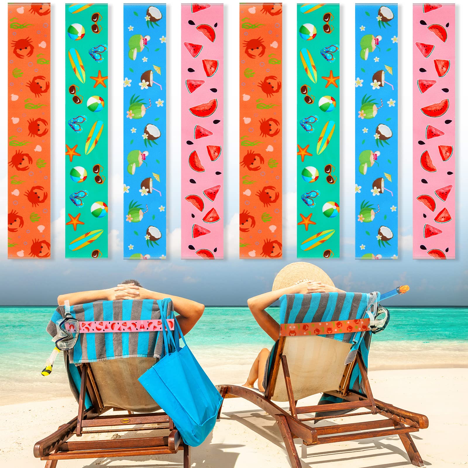 Boao 4 Pack Towel Bands for Beach Chair, Pool & Cruise Essentials, Elastic and Windproof, Towel Chair Clips Lounge Strap Holder, Cruise Ship Accessories (American Flag)