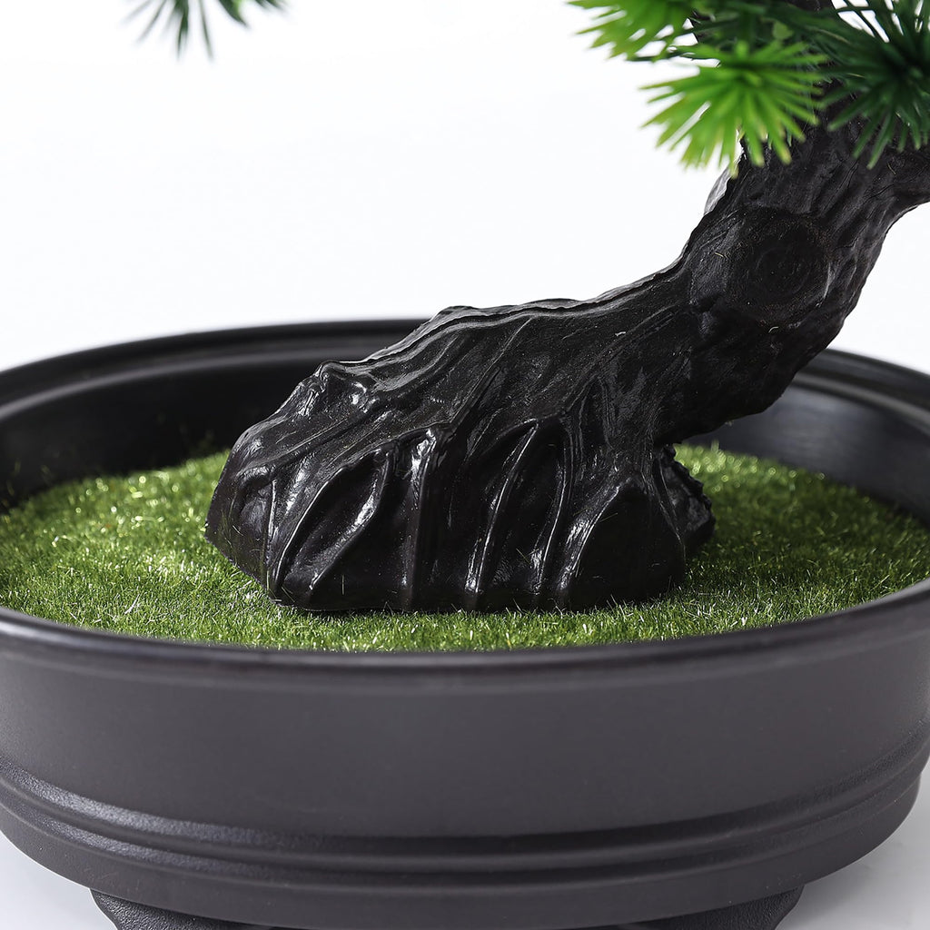 Small Fake Plants Desk Decor Artificial Bonsai with Pot, 9.5" Tall, Green