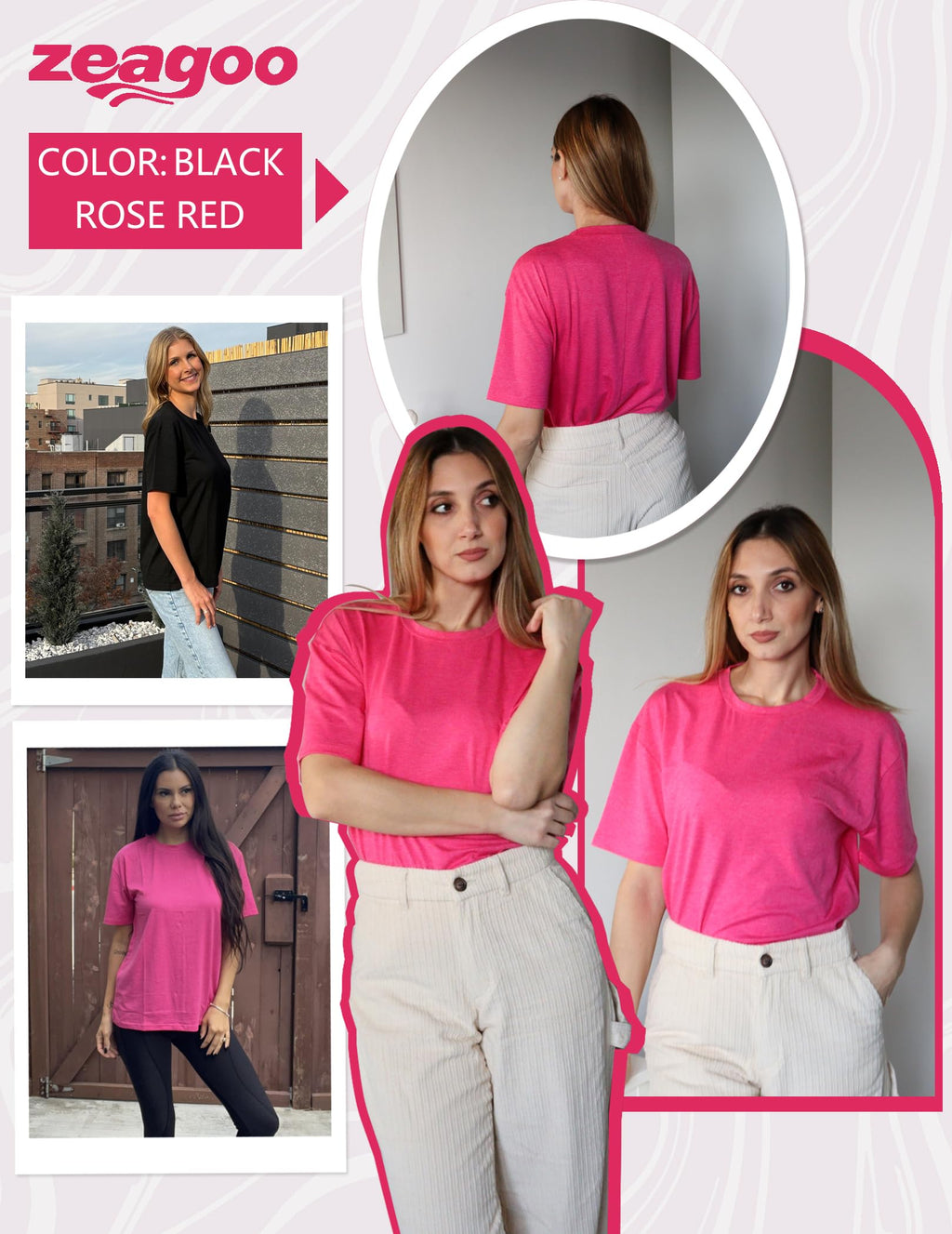 Zeagoo Women's T-Shirts Short Sleeve Tops Summer Casual Blouse Crew Neck Basic Shirt 2 Pack Loose Fit Tee
