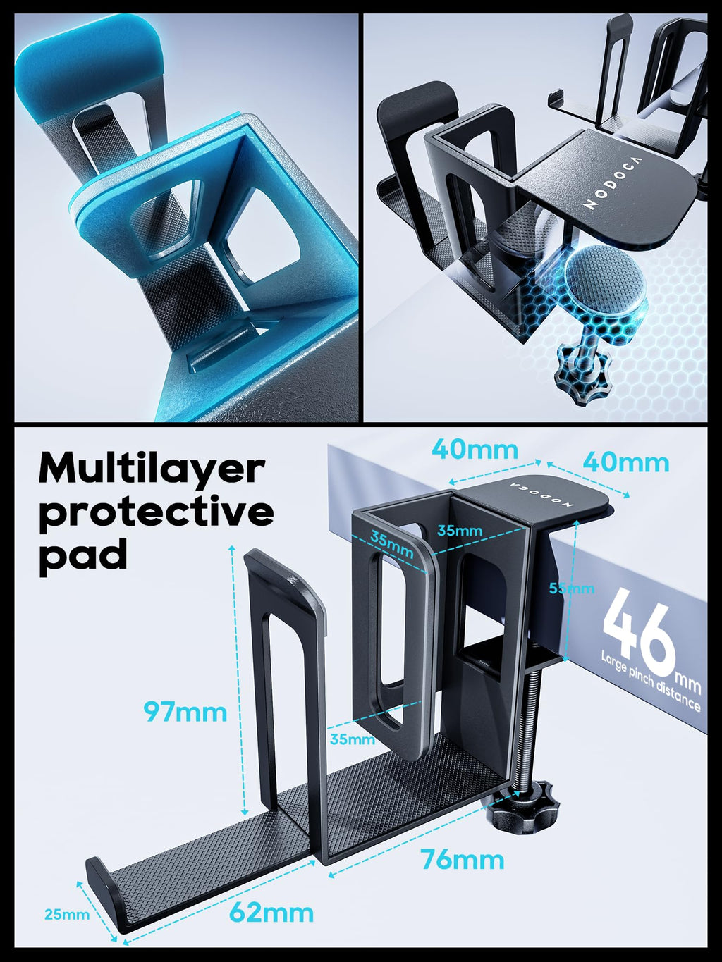 NODOCA Laptop Storage for Desk, Vertical Laptop Stand for Desk, MacBook Vertical Stand, with Headphone Holder, Desk Side Storage for MacBook/Surface/Samsung/HP/Dell[M, Black]