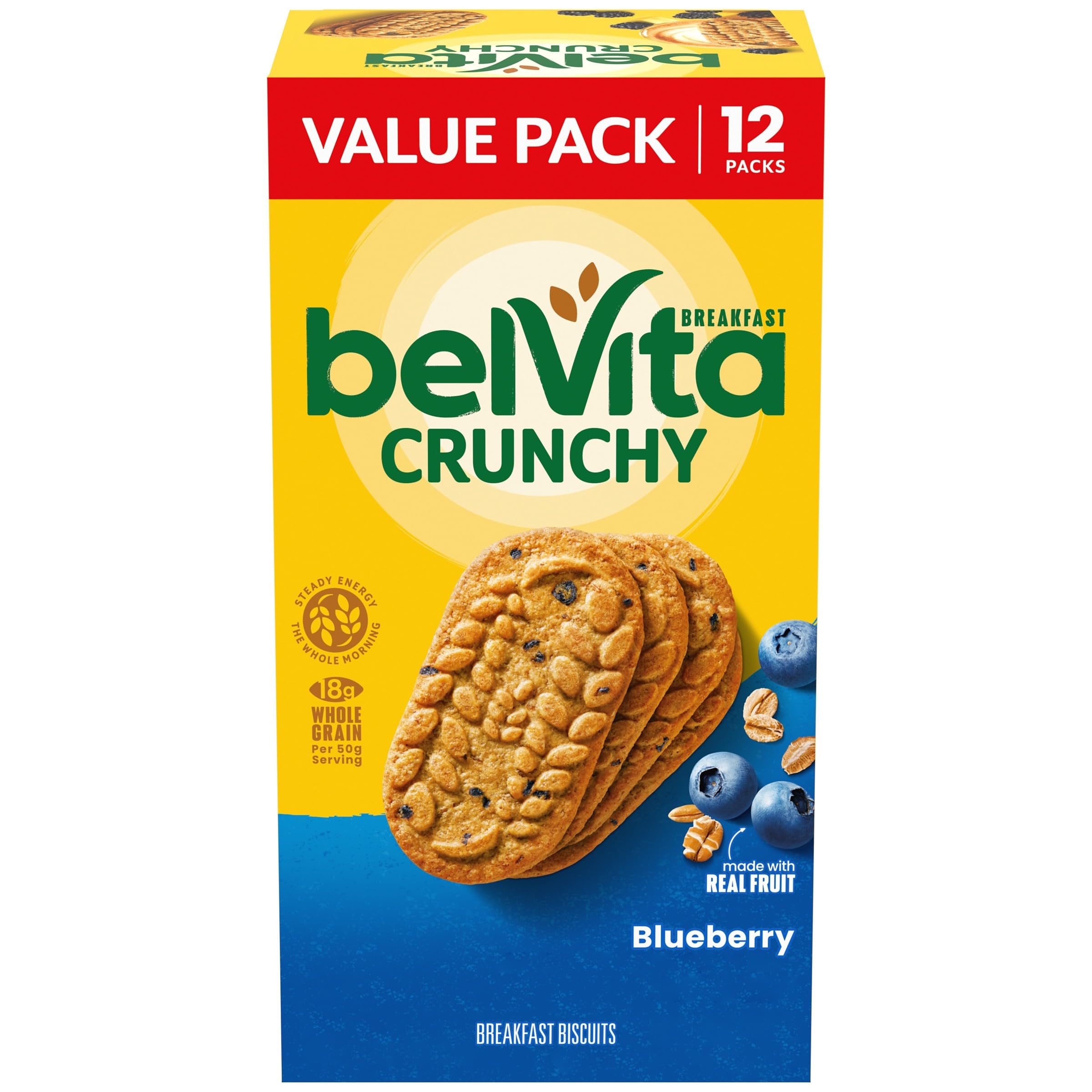 belVita Soft Baked Breakfast Bars, Oats & Chocolate, 6 Boxes of 5 Packs (1 Biscuit Per Pack)