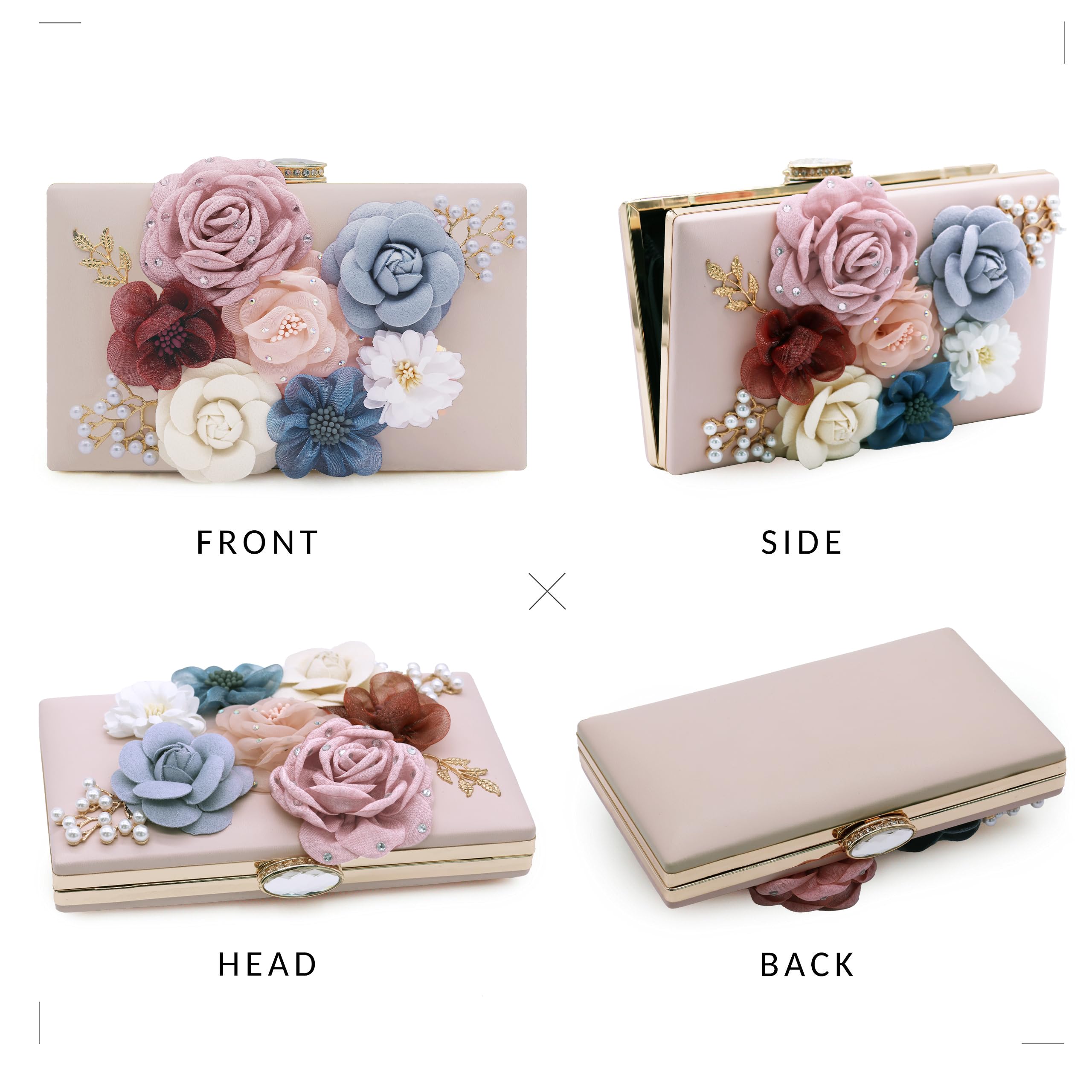 Evening Bag for Women, Flower Wedding Evening Clutch Purse Bride Floral Clutch Bag