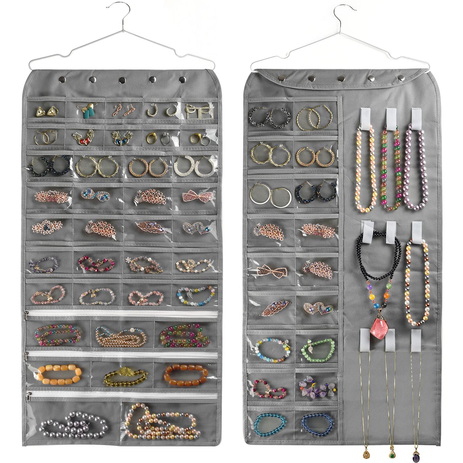 BB Brotrade Hanging Jewelry Organizer,Accessories Organizer,80 Pocket Organizer for Holding Jewelries（Beige）
