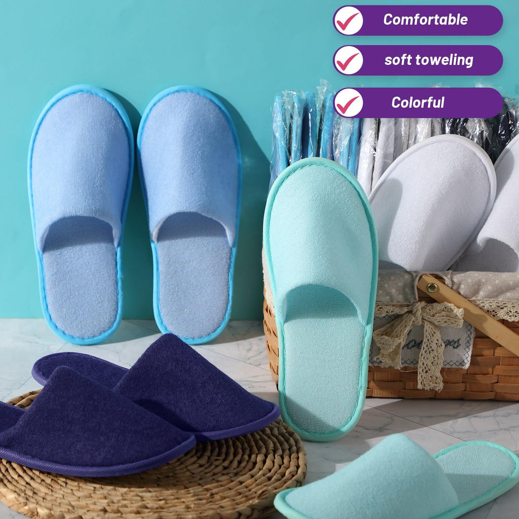 Geyoga 24 Pairs Disposable Slippers for Guests Bulk 2 Size Cotton Soft Spa Hotel House Slippers for Women Men Wedding Party Shoeless Home Indoor Travel