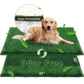 HQ4US 4LEGS Artificial Grass, Dog Pee Grass Pads for Dogs Potty, 2PCS Odor Free Fake Grass for Dogs Small 22" x 14" with Countless Drainage Holes, Dog Potty Grass Hemmed Edge Realistic