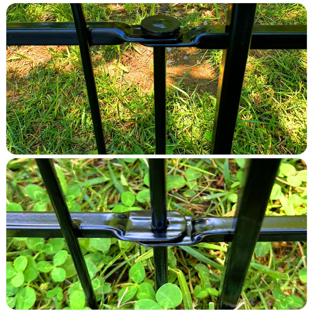 Thealyn Garden Fence 24" H x 24" W (5 Panels, Total 10 ft), Metal Fence Decorative Border Fence, Rustproof Landscape Fencing for Dog, Flower Bed, Yard, Patio, Animal Barrier