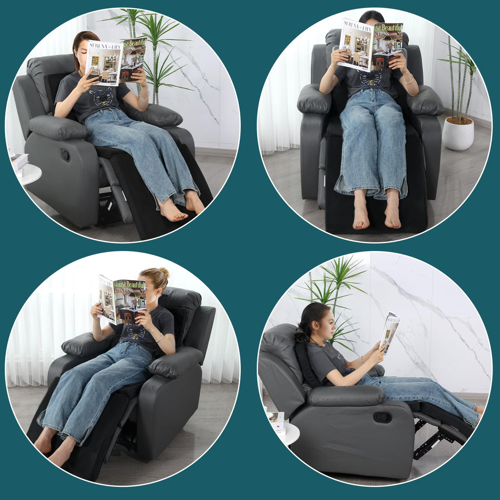 HOMBYS 3-in-1 Recliner Seat Cushion with Lumbar Support Pillow & Footrest, Multi-Functional Adjustable Height 2" to 6" for You to Choose, Non-Slip Foam Chair Cushion for Elderly, Black