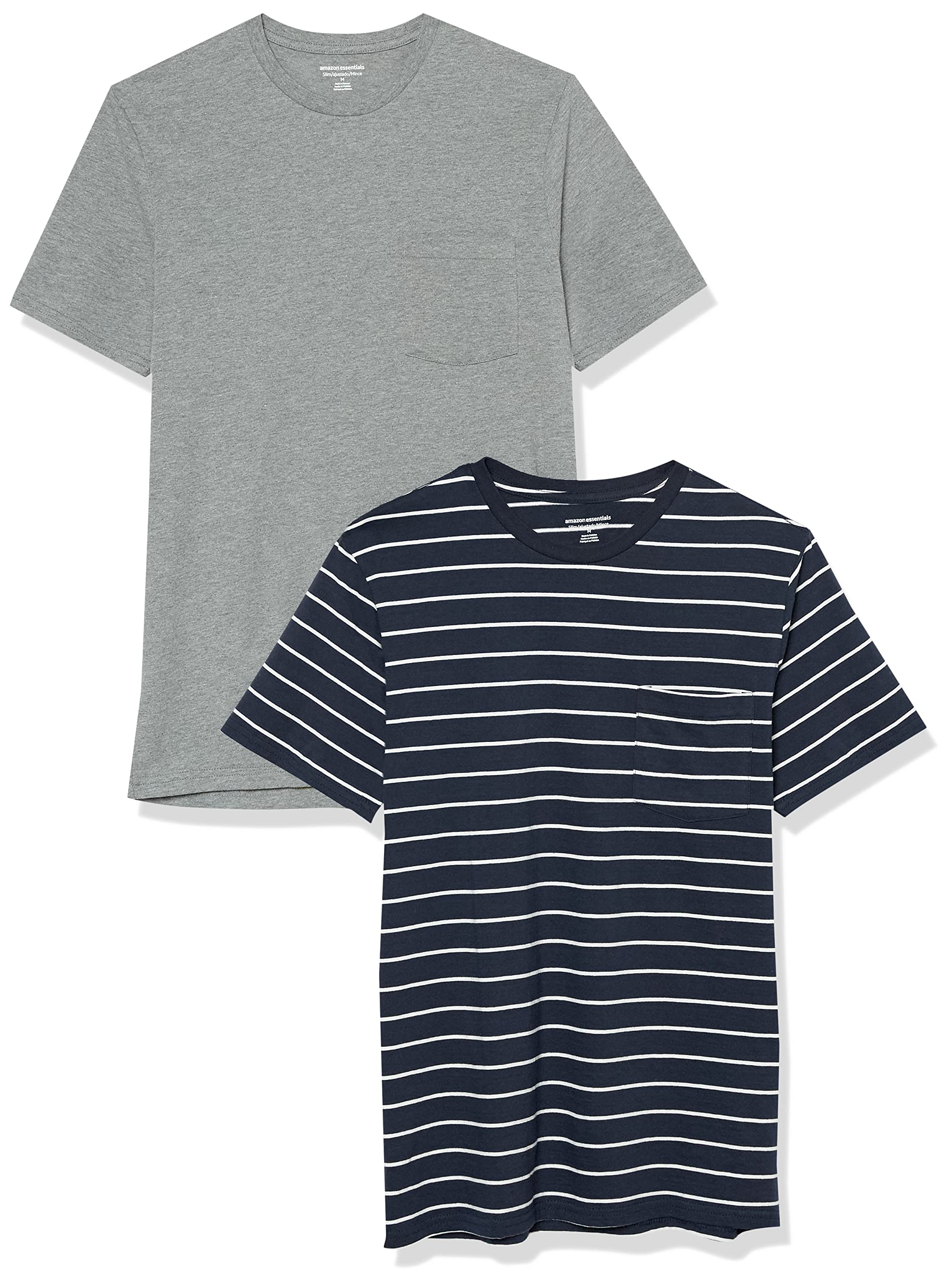 Amazon Essentials Men's Short-Sleeve Crewneck Pocket T-Shirts, Pack of 2