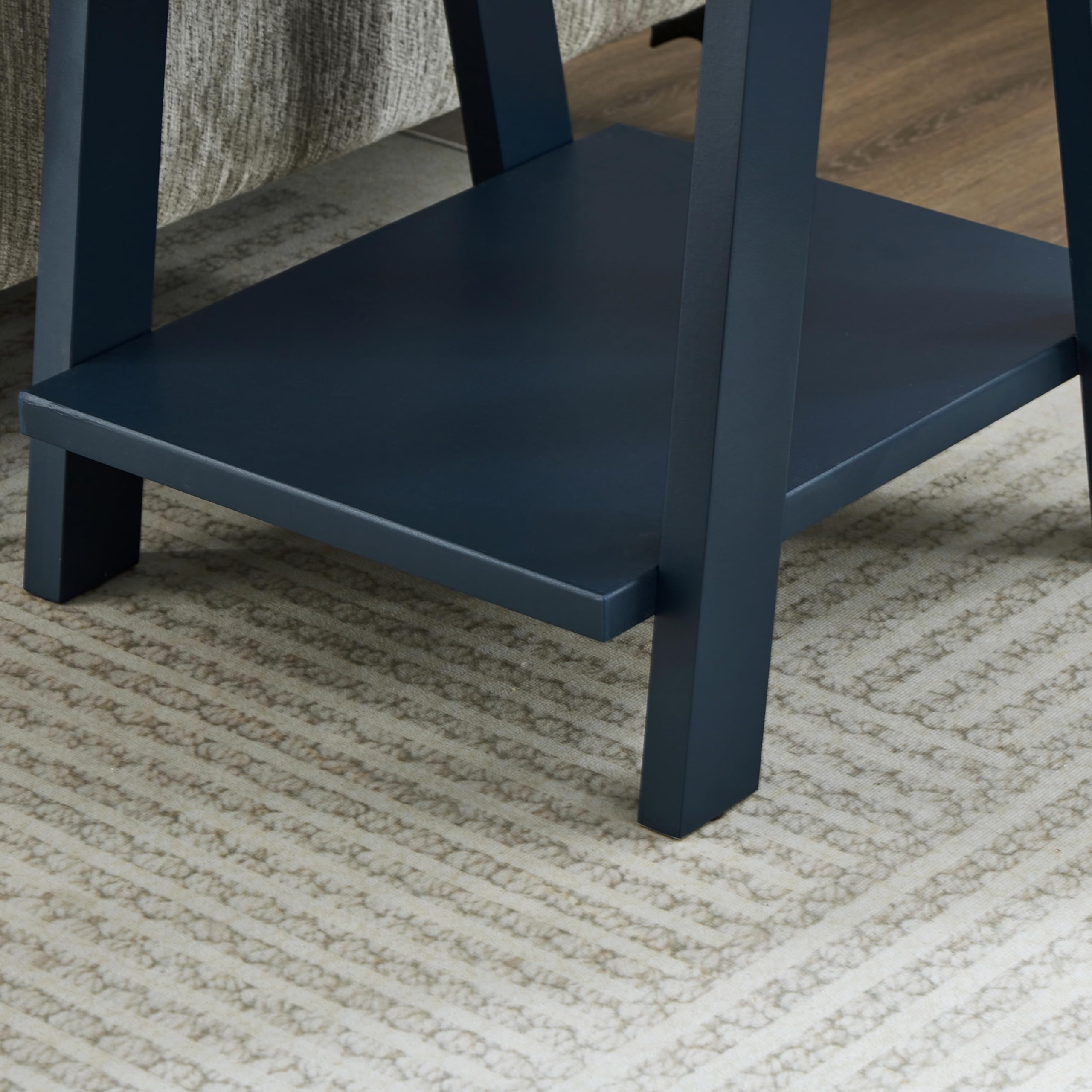 Roundhill Furniture Athens Contemporary Replicated Wood Shelf End Table in Black Finish