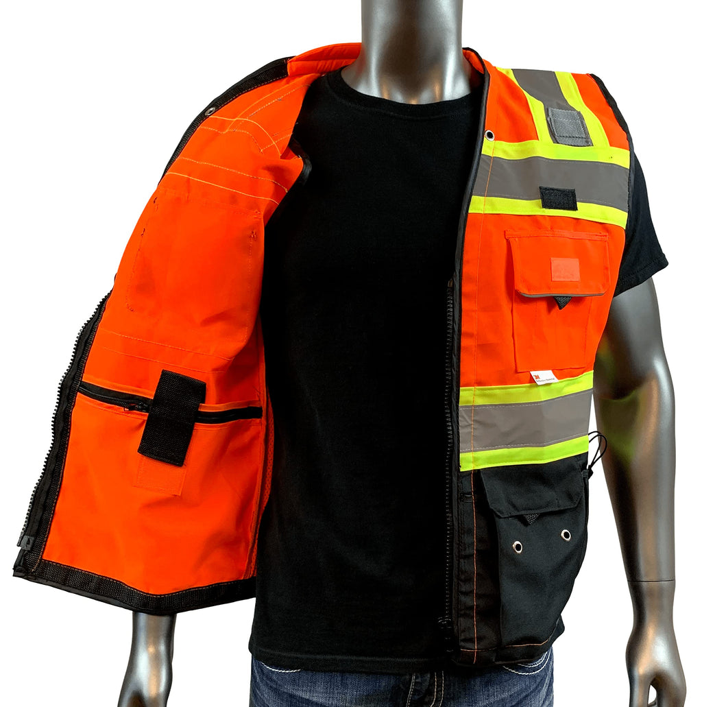 Men's Black Series Safety Vest with Zipper and Utility Pockets (Medium, Black)