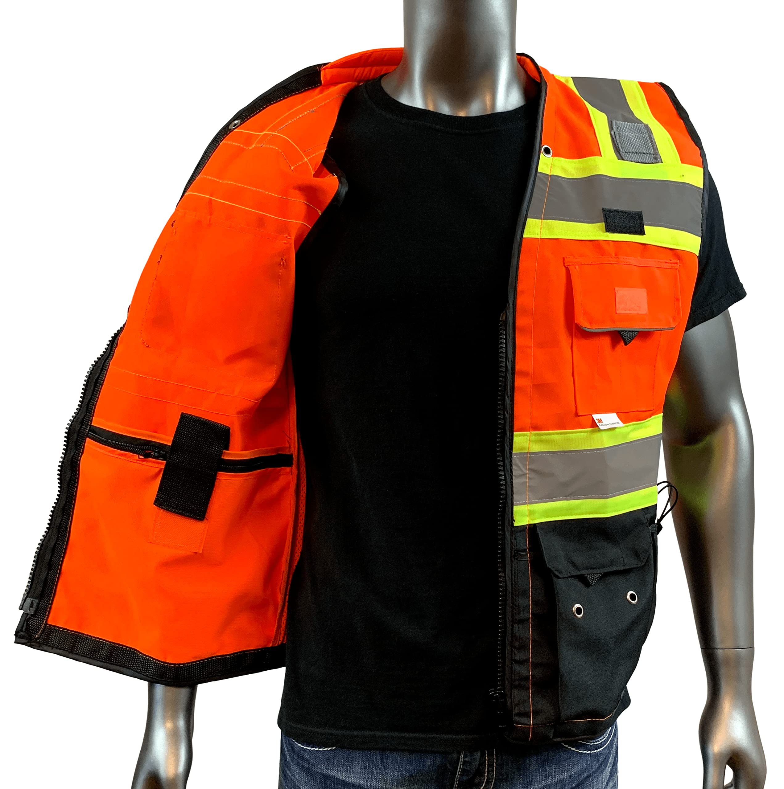 Men's Black Series Safety Vest with Zipper and Utility Pockets (Medium, Black)