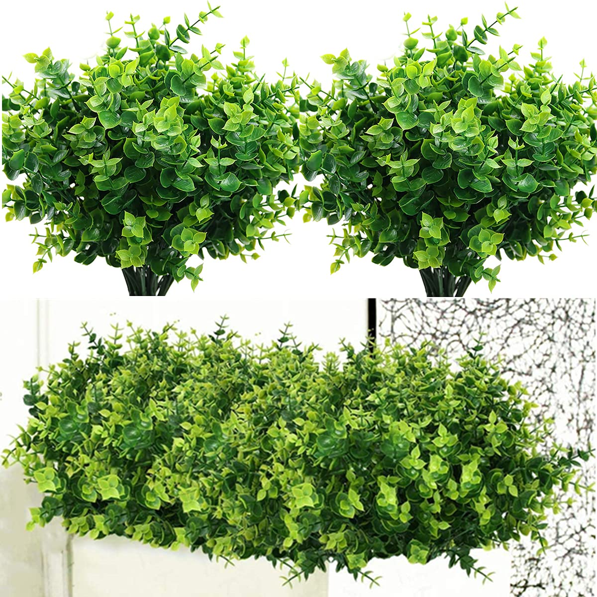 Christmas Decor Artificial Plants, PASYOU Gold Fake Antlers Plastic Grass Shrubs Leaves Indoor Outdoor Home Garden Party Hotel Verandah Wedding Event Faux DIY Decoration - 30 Inch Golden 2 Bunches