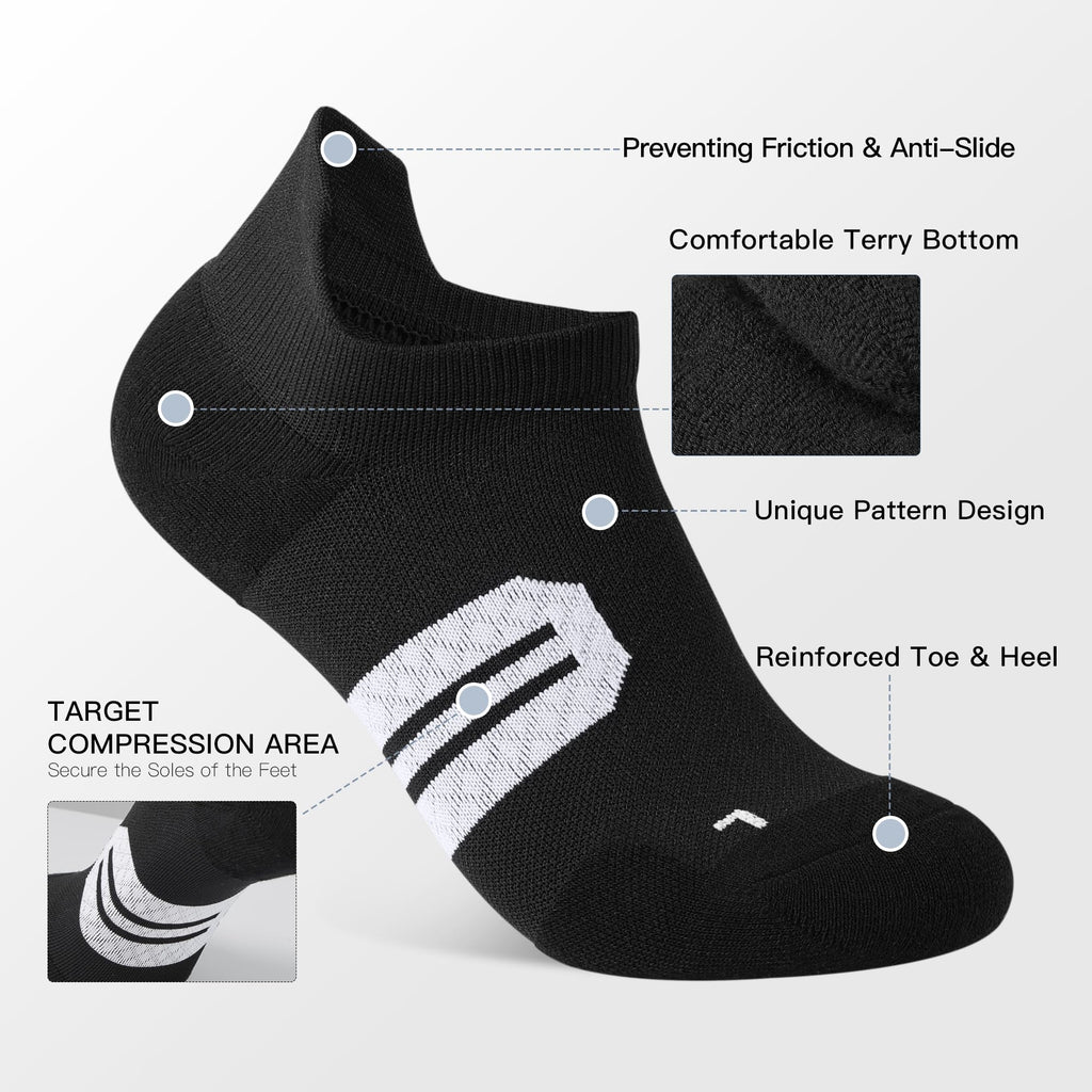 BUDERMMY Womens Ankle Compression Socks with Arch Support Athletic Low cut Running Socks for Women Workout Cushion 5 Pairs
