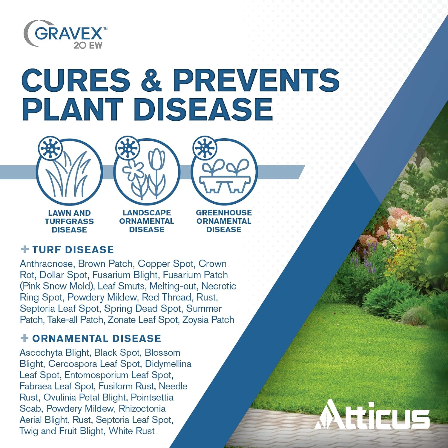Atticus Gravex 20EW Fungicide (16 oz) - Myclobutanil 19.7% - Systemic Fungus Control for Lawns, Landscapes, & Greenhouses - Brown Patch, Anthracnose, Powdery Mildew, Scab, Rust, Red Thread, Black Spot