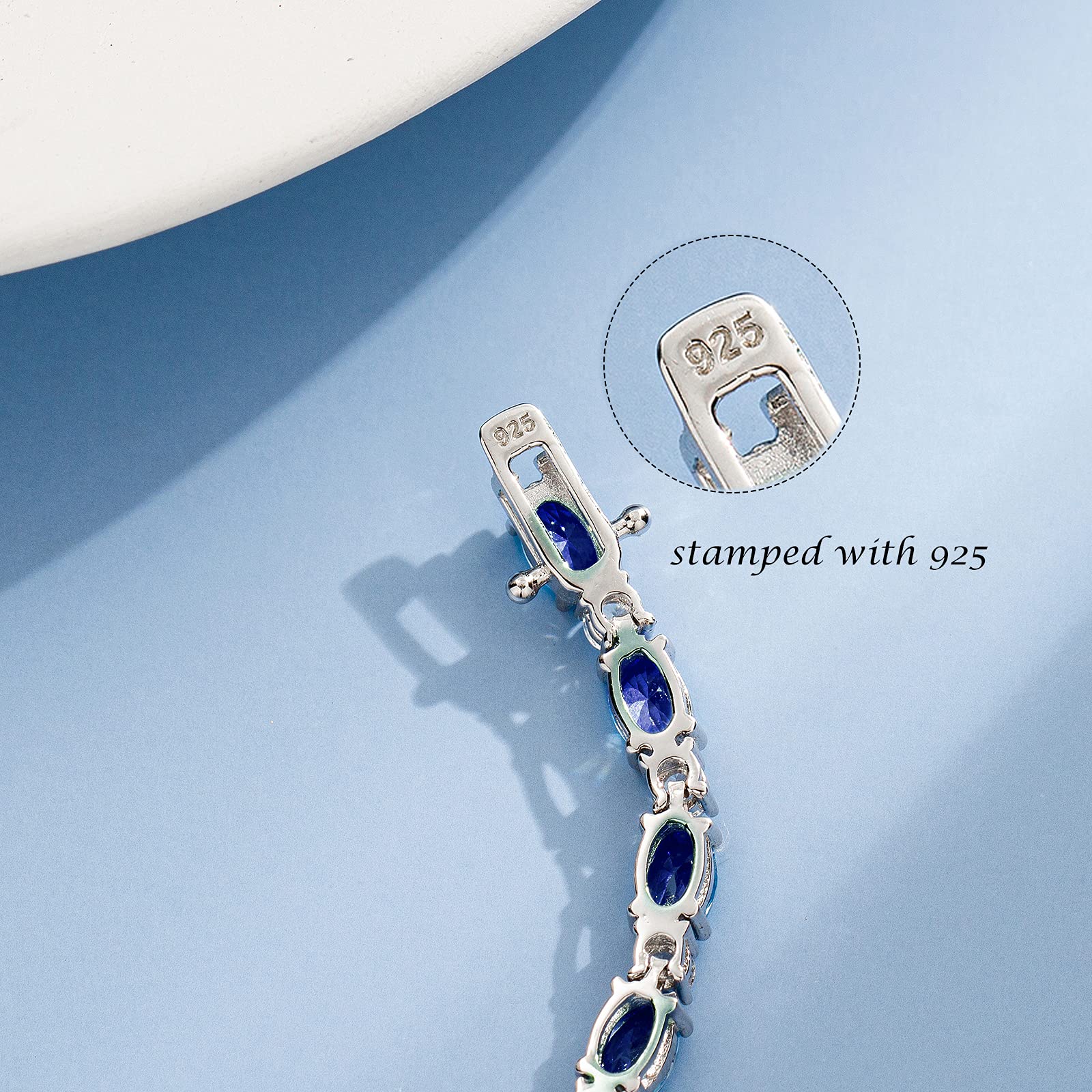 FANCIME Birthstone Bracelets Sterling Silver Tennis Bracelets Charm Fine Jewelry Birthday Gifts for Women 7"