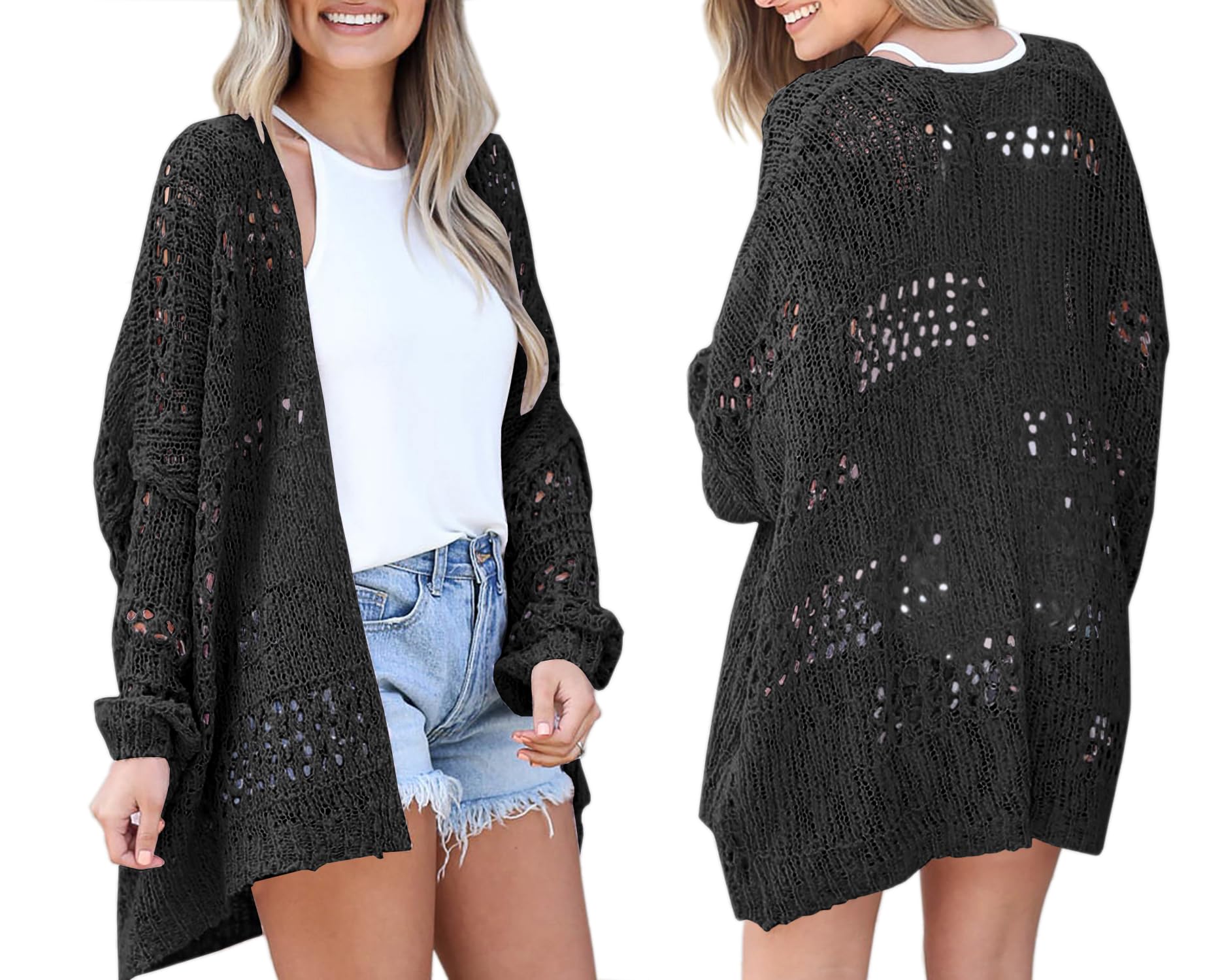 Lightweight Summer Cardigan for Women Spring Netted Crochet Cardigans Sweaters