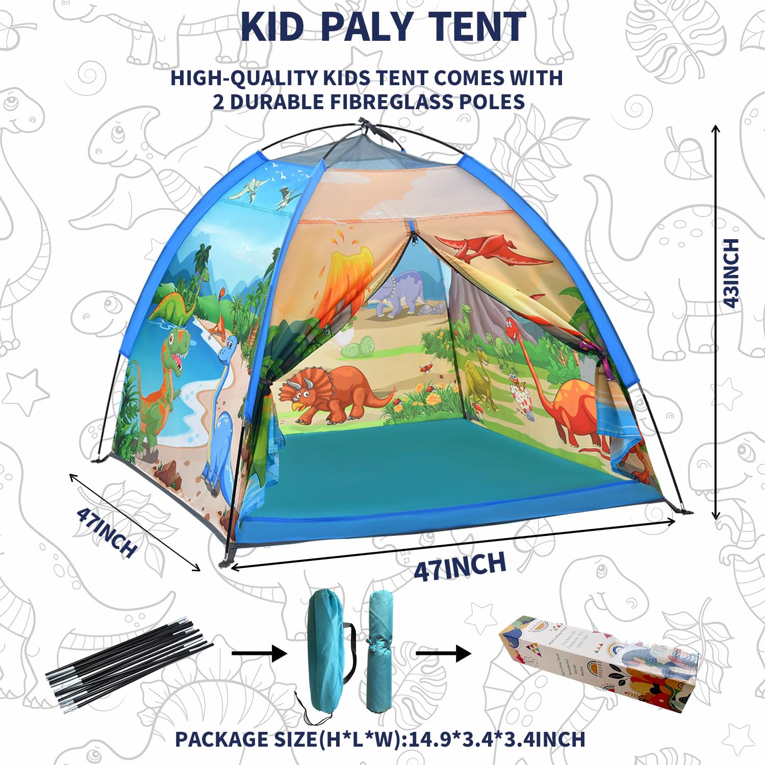 Mnagant Kids' Alpaca Tent - Fun Pop-Up Playhouse for Boys and Girls - Easy Setup, Indoor/Outdoor Adventure Tent - 47" x 47" x 43"