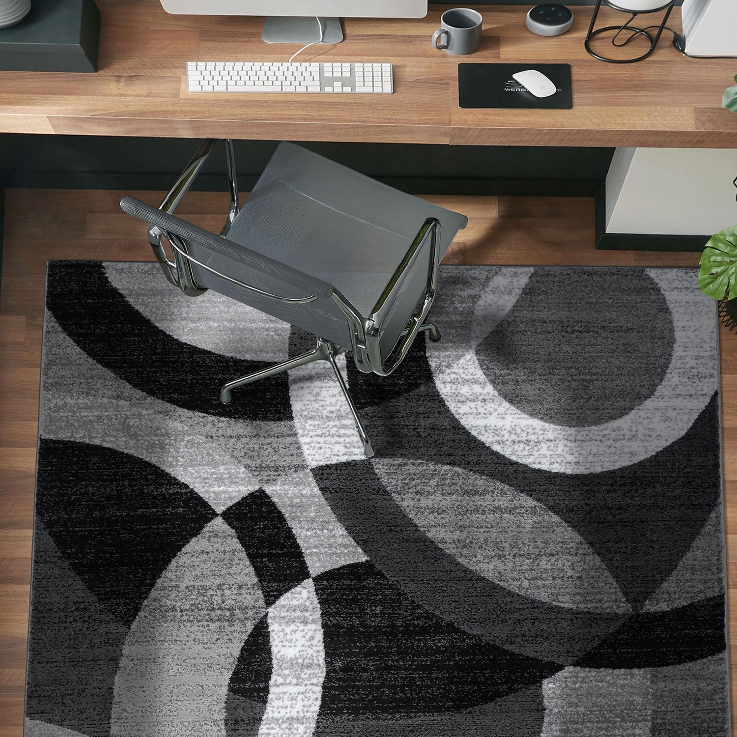 Rugshop Contemporary Modern Circles Abstract Area Rug 2' x 3' Blue