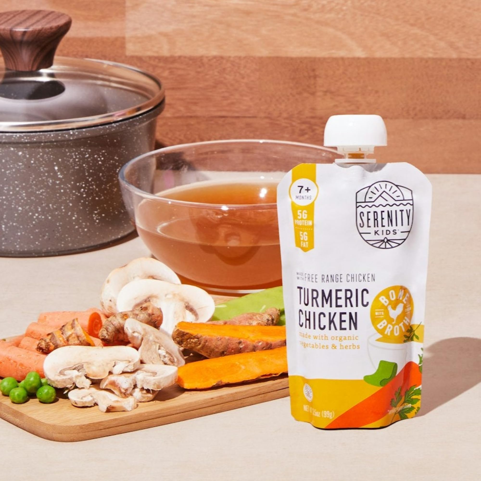 Serenity Kids Bone Broth Puree Made With Organic Veggies | Clean Label Project Purity Award Certified | 3.5 Ounce BPA-Free Pouch | Grass Fed Beef Pot Roast | 1 Count