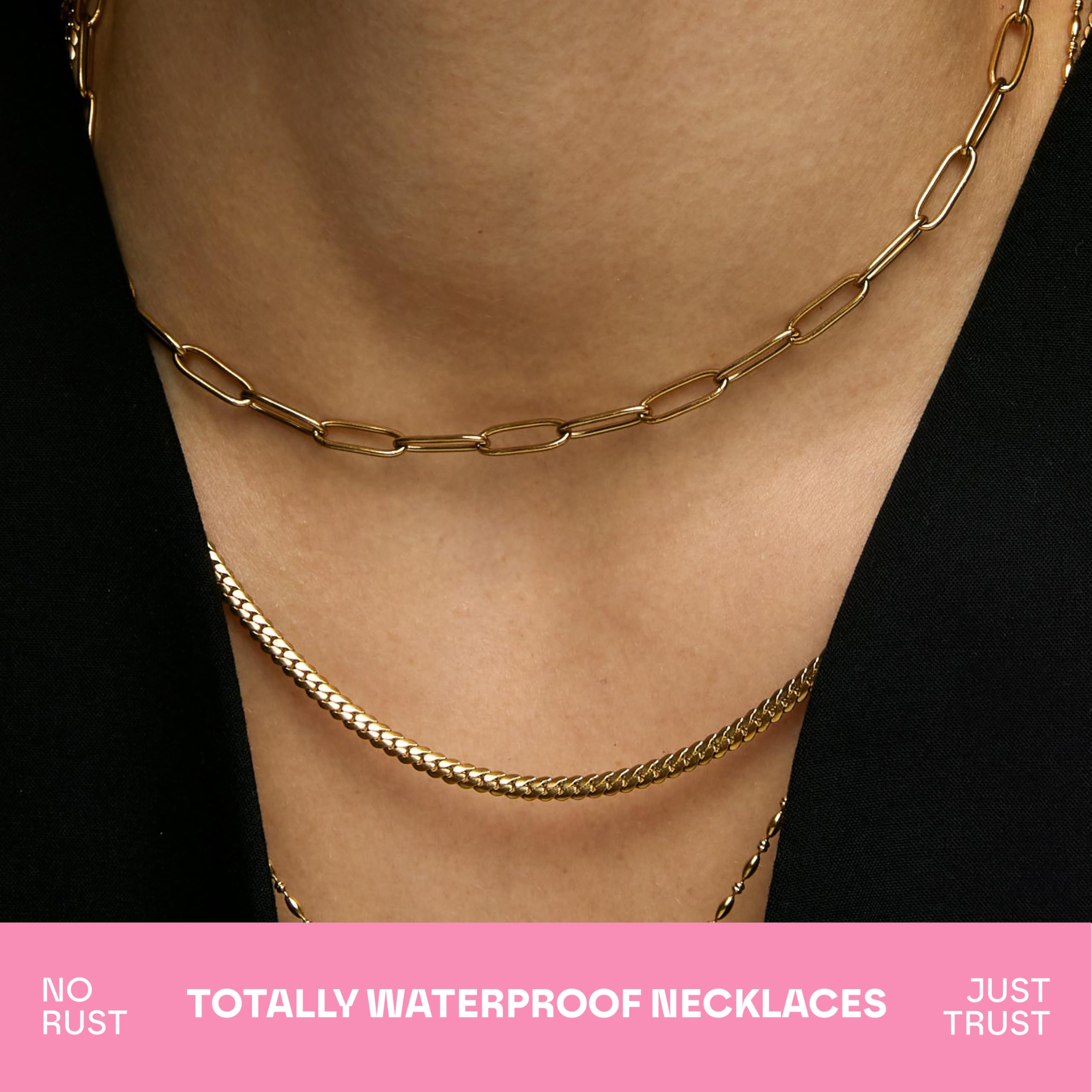 Hey Harper Gold Necklace For Women Trendy Necklace - 14K Golden PVD Coating Waterproof & Sweatproof Non Tarnish Jewelry Chain Necklaces