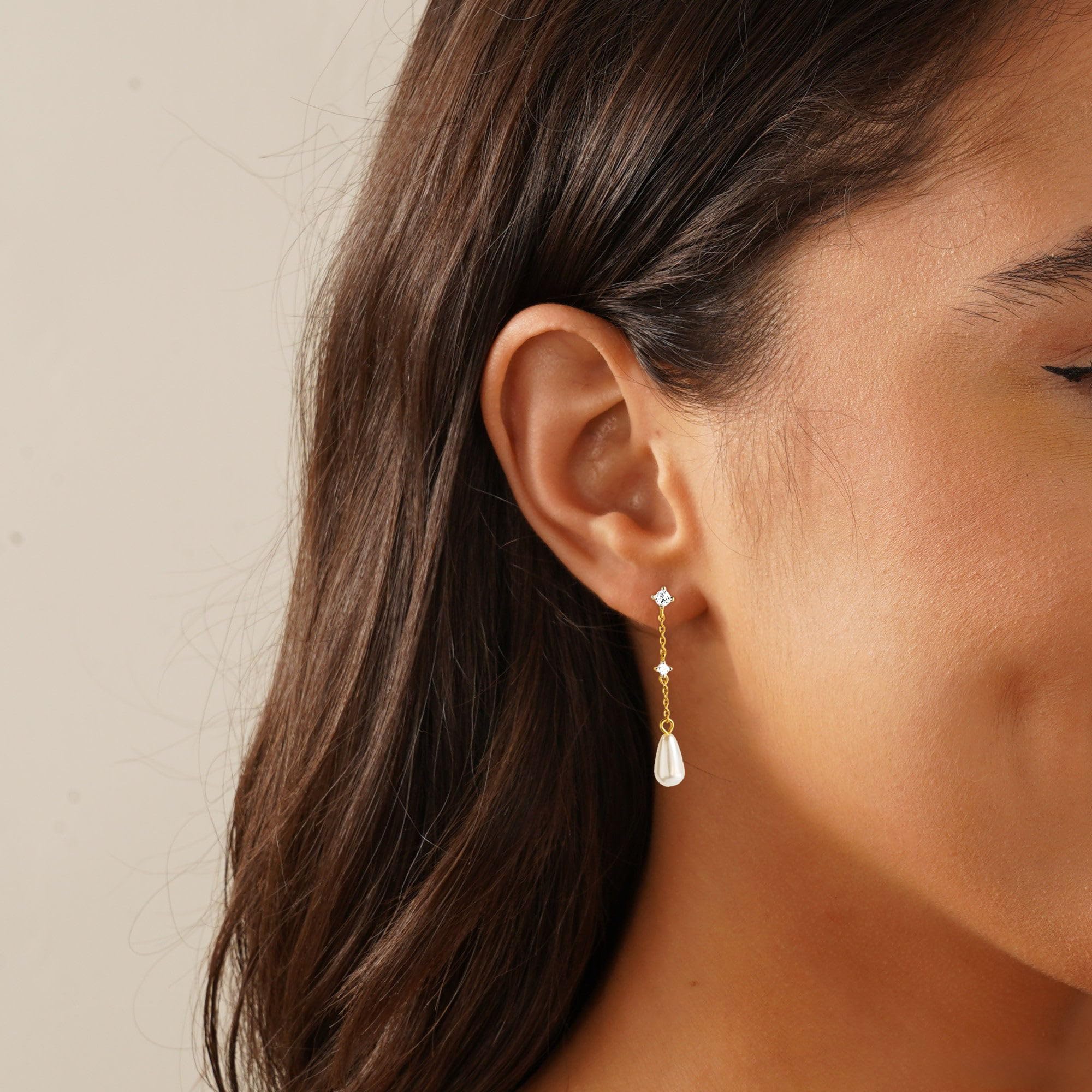 Gold Earrings for Women Trendy, Simple Dainty 14K Gold Plated Paperclip Square Chain Link Dangle Hoops Earrings Pin Stud Huggie Earrings Lightweight Hypoallergenic Minimalist Aesthetic Gold Jewelry for Christmas Gifts