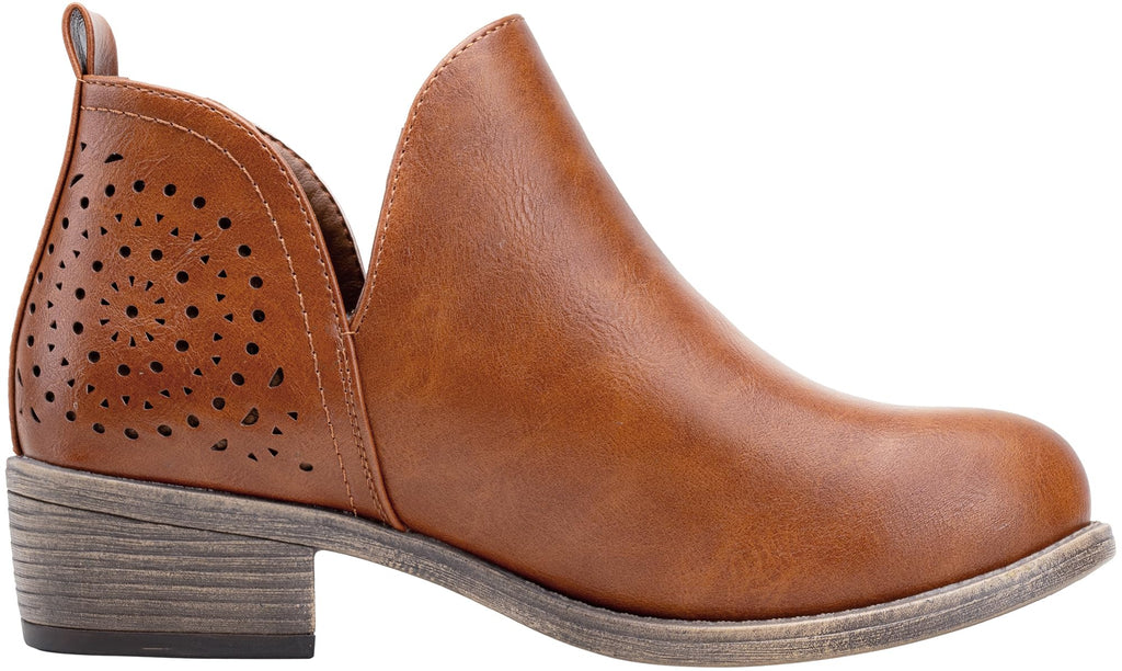 Vepose Women's Short Ankle Boots Low Heel, Western Cutout Perforated Booties