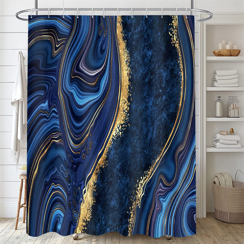Nkzply 4 Pcs Black Marble Shower Curtain Sets with Rugs Gold Bathroom Sets with Shower Curtain and Rugs Modern Abstract Bathroom Decor Accessories Shower Curtains for Bathroom Toilet Lid Cover