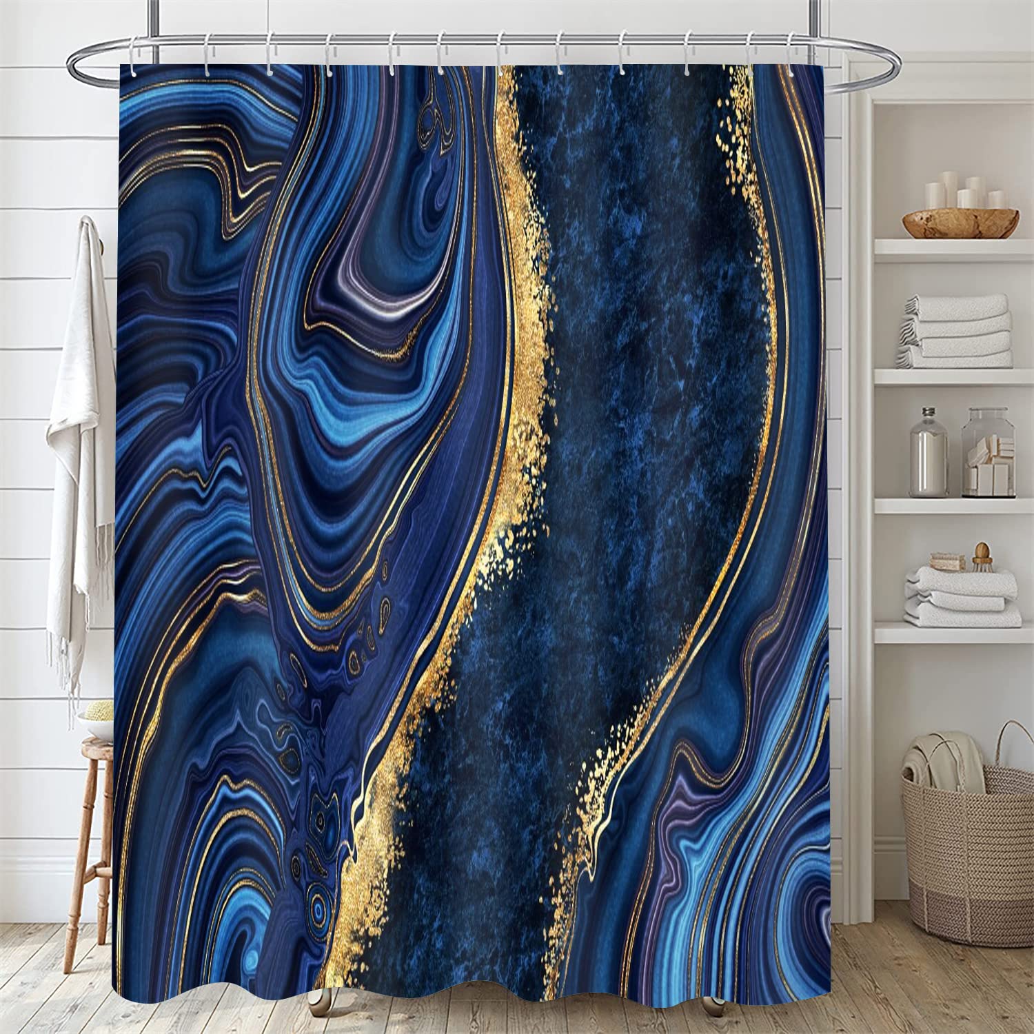 Nkzply 4 Pcs Black Marble Shower Curtain Sets with Rugs Gold Bathroom Sets with Shower Curtain and Rugs Modern Abstract Bathroom Decor Accessories Shower Curtains for Bathroom Toilet Lid Cover