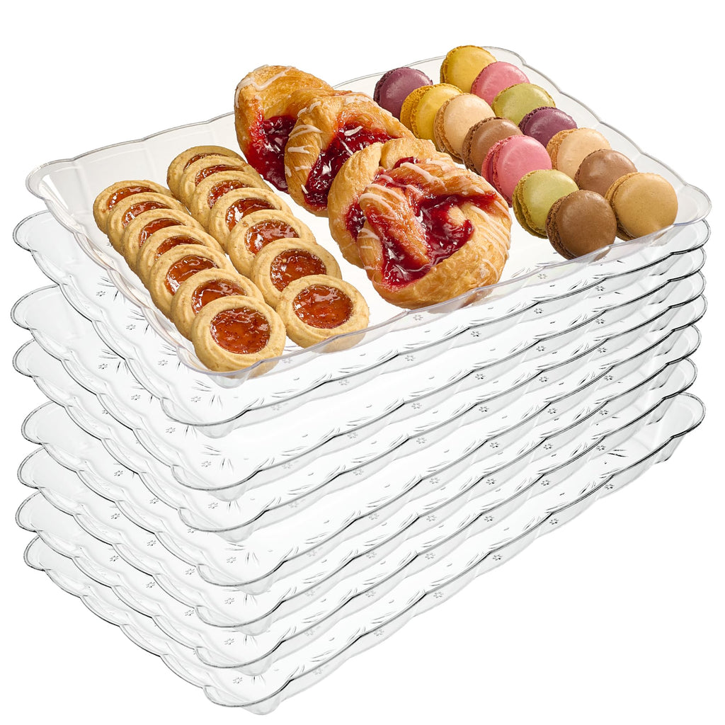 Plasticpro Plastic Serving Trays - Serving Platters Rectangle 9X13 Disposable Party Dish 4 Black Trays