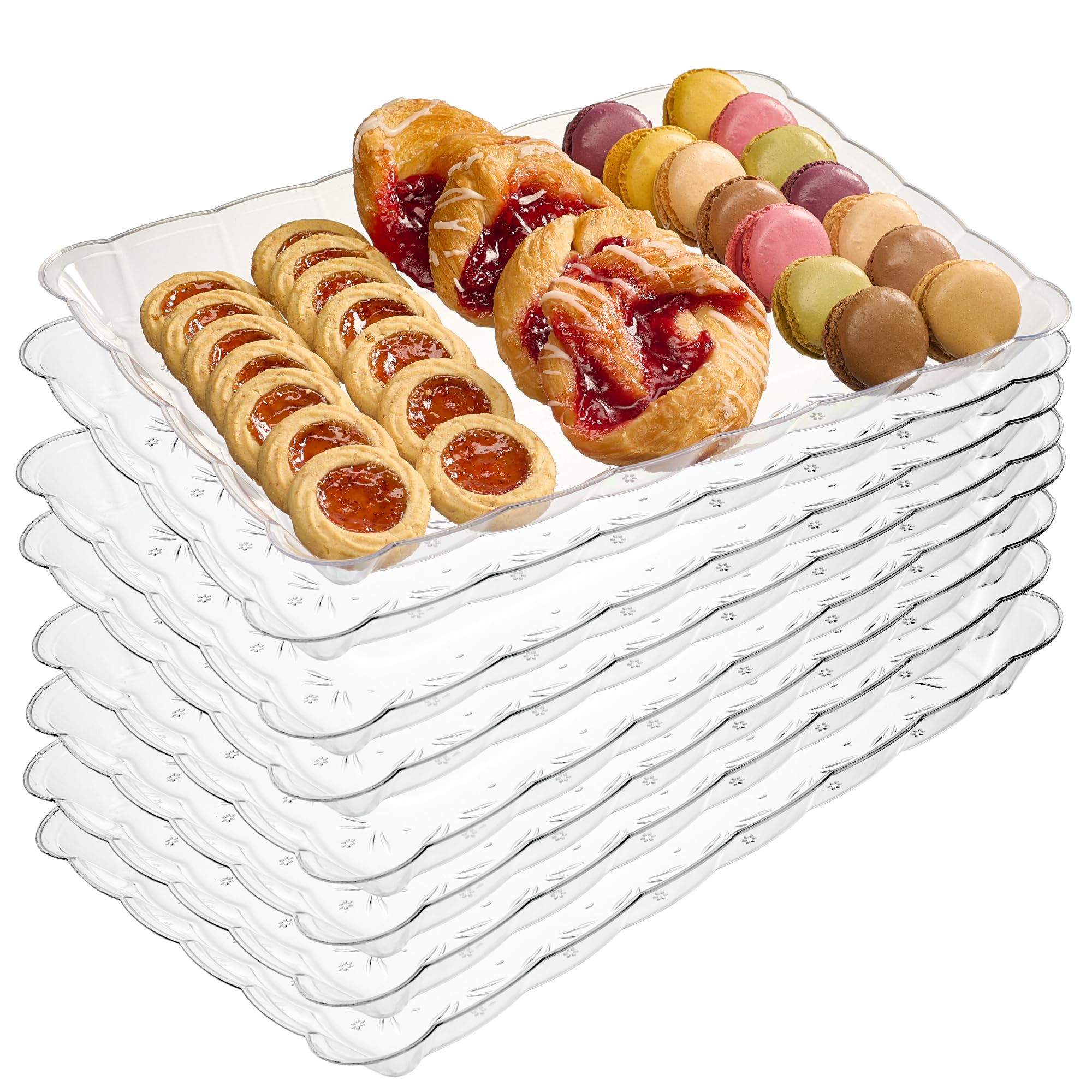 Plasticpro Plastic Serving Trays - Serving Platters Rectangle 9X13 Disposable Party Dish 4 Black Trays