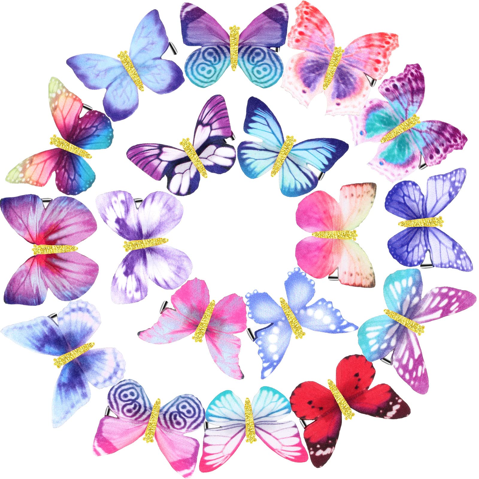 Boao 18 Pieces Glitter Butterfly Hair Clips for Girls Teens Women Hair Accessories (Bright Style)