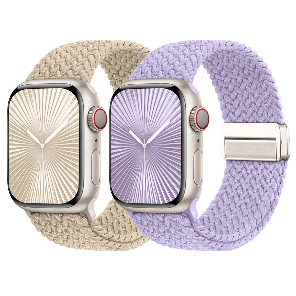 Braided Stretchy Bands with Magnetic Clasp Compatible for Apple Watch Band 38mm 40mm 41mm 42mm 44mm 45mm 46mm 49mm Women Men, Nylon Sport Solo Loop for iWatch Series 11 10 9 8 7 6 5 4 3 Ultra 3 2 1 SE