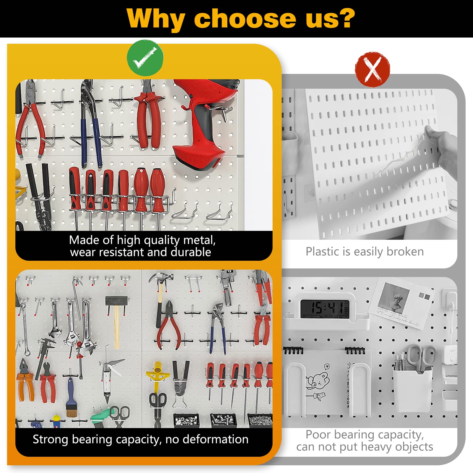 Ultrawall 2 Pcs Metal Pegboard Wall Panels, Peg Boards for Garage Tool Storage