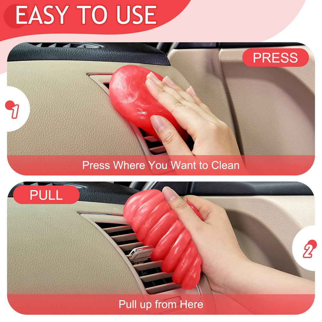 TeSabMi Car Cleaning Gel Car Cleaning Putty Car Putty Car Interior Cleaner Car Slime Car Detailing Kit Car Accessories Gifts for Men Women Stocking Stuffers Red