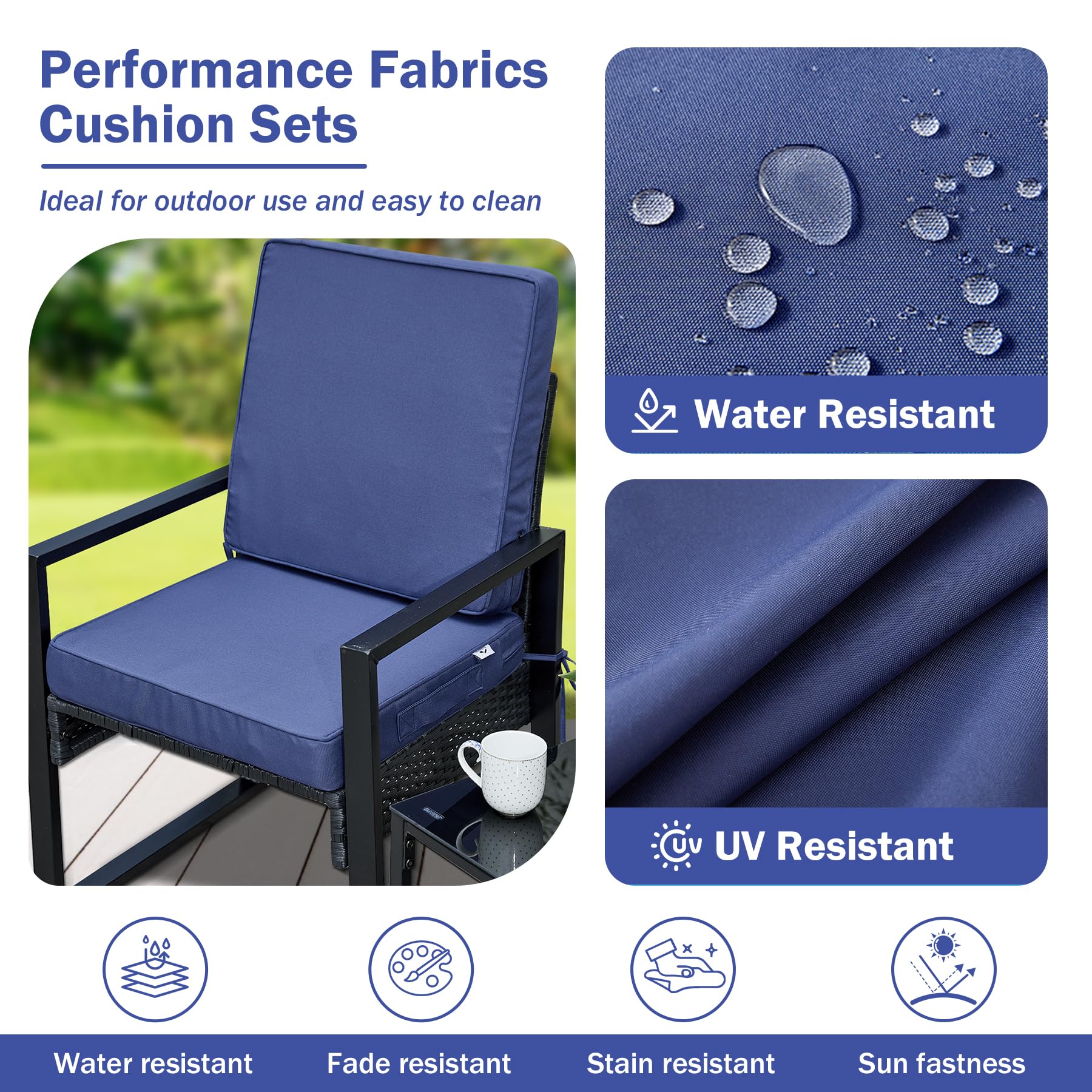 IPYNBAP Outdoor Cushions, Outdoor Chair Cushions 22x22x3 Inch, Cushions for Outdoor Furniture with Removable Cover, Waterproof & Fade Resistant Outdoor Seat Cushions for Patio, Lawn, Beige