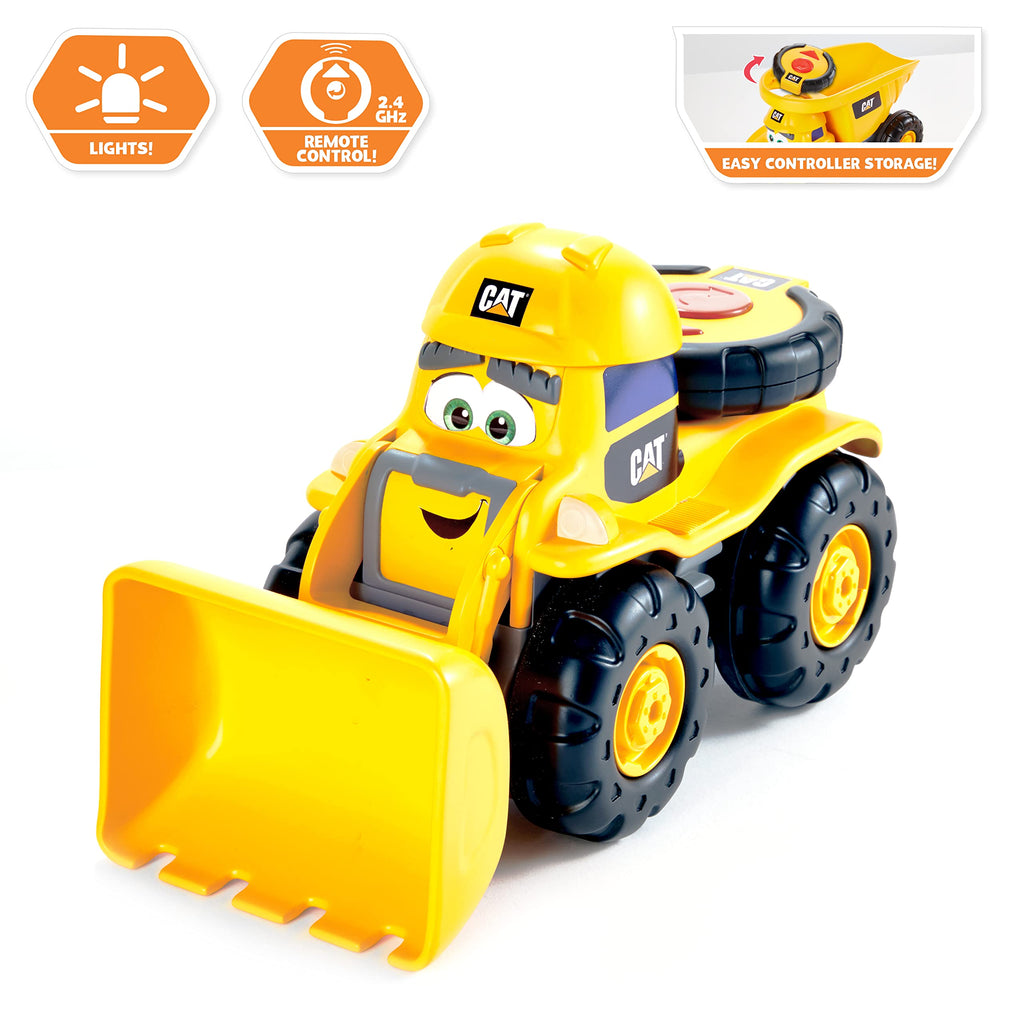 CAT Construction Toys, Junior Crew Lil' Movers Remote Control Truck, RC Car + Dump Truck, Working Headlights, with Child Friendly Controller