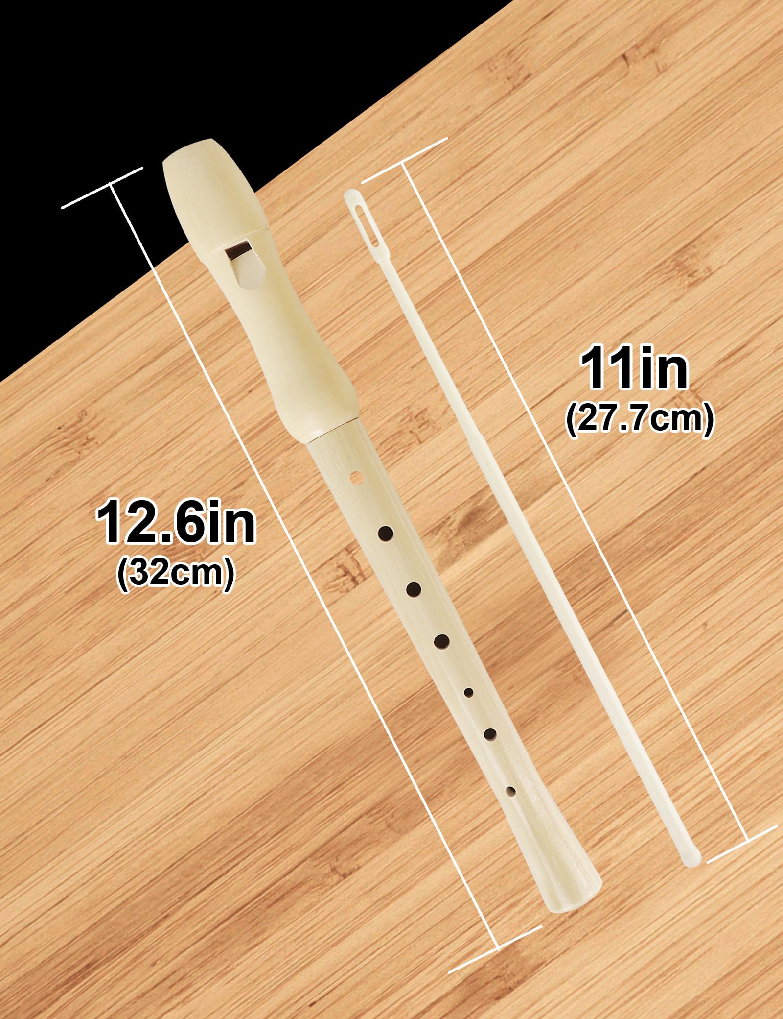 Mr.Power Maple Wooden Soprano Recorder, C Key German Style Fingering 8 Holes 2 Piece School-Approved Musical Instrument Pupil Student Educational (Wood Color)