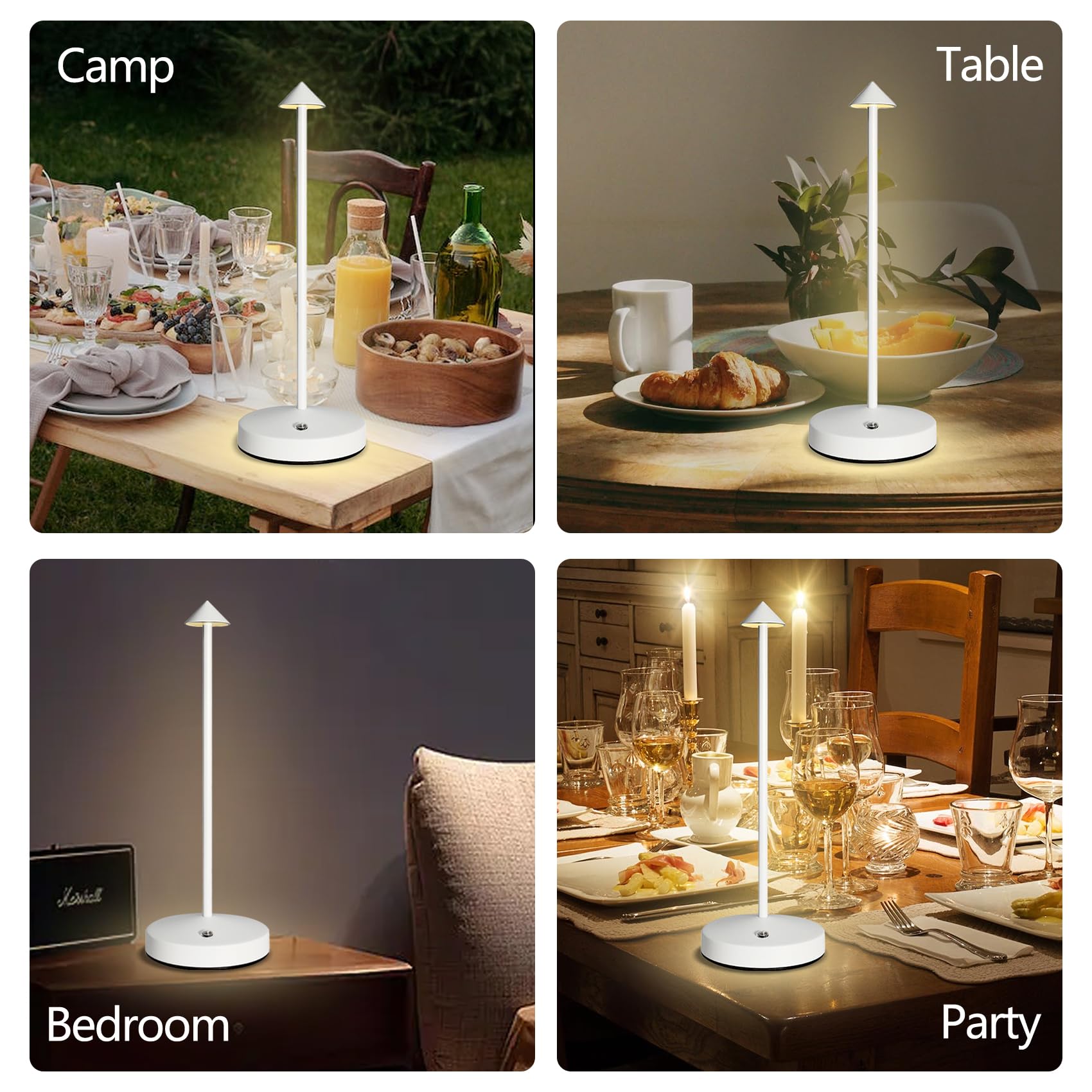 Rechargeable Cordless Lamps,3000mAh Battery Operated Table Lamp,Portable LED Touch 2 Levels Brightness Dimmable Bar Lamp,Battery Powered Lamps for Bars,Restaurant,Living Room(2 Pack,Rust)