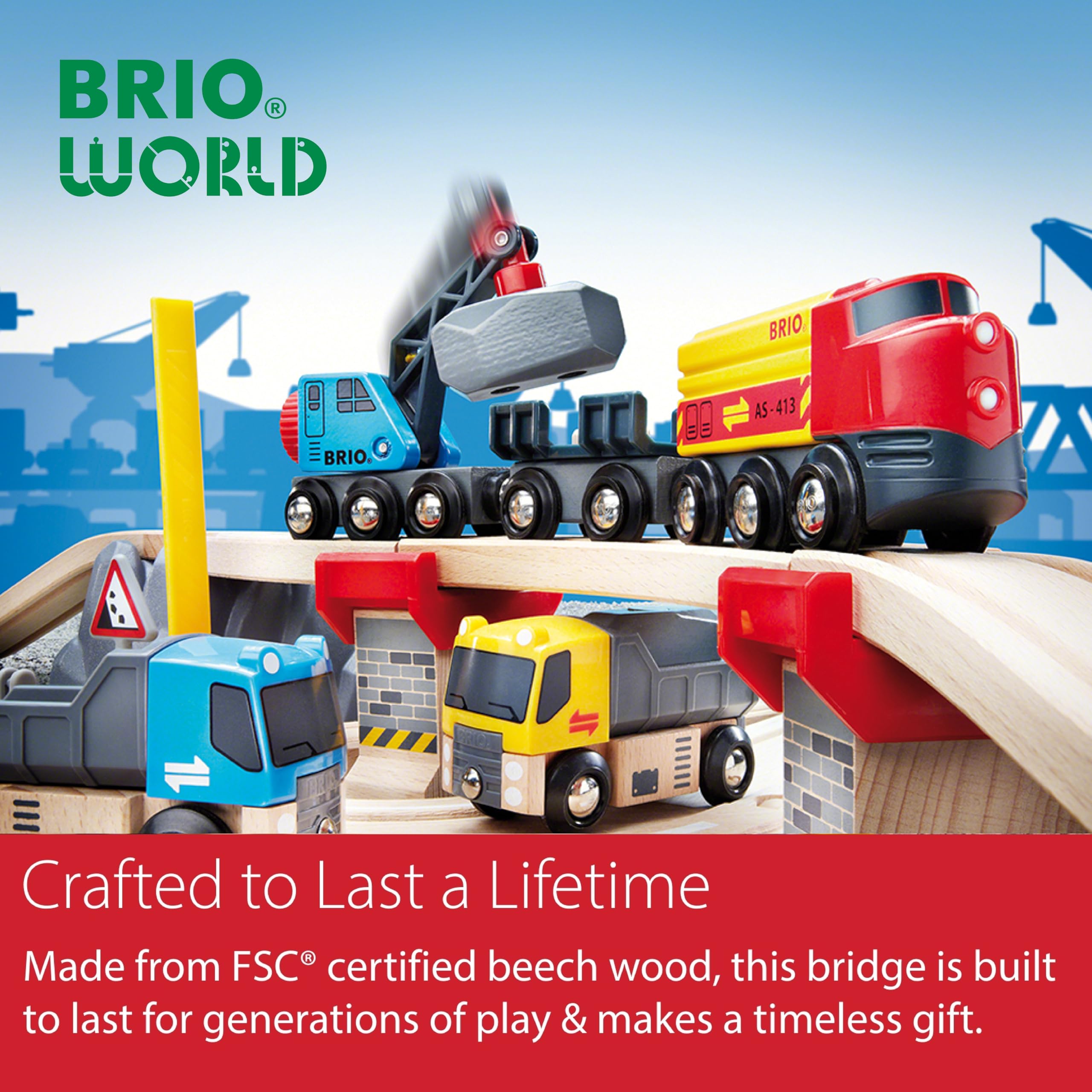 BRIO World Collapsing Bridge for Wooden Train Set - 3-Piece Accessory - FSC-Certified - Compatible with BRIO Railway and Train Track Sets - Encourages Fun Creativity - Kids Ages 3 & Up