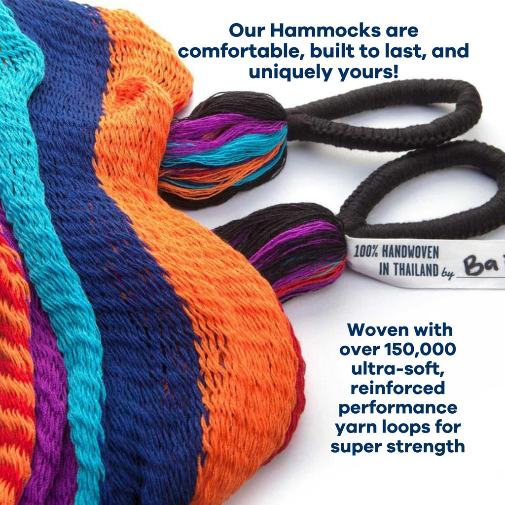 Handwoven Hammock by Yellow Leaf Hammocks - Double Size, Fits 1-2 PPL, 400lb max - Weathersafe, Super Strong, Easy to Hang, Ultra Soft, Artisan Made - Color: Natural Khaki