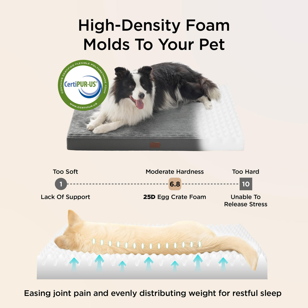 Bedsure ComfyFleece Dog Bed for Small Dogs - Orthopedic Pet Beds with Removable Washable Cover, NOT Waterproof Egg Crate Foam Puppy Mat, Suitable for Pet Up to 20 lbs, 23"x17"x2.8", NOT for Chewers