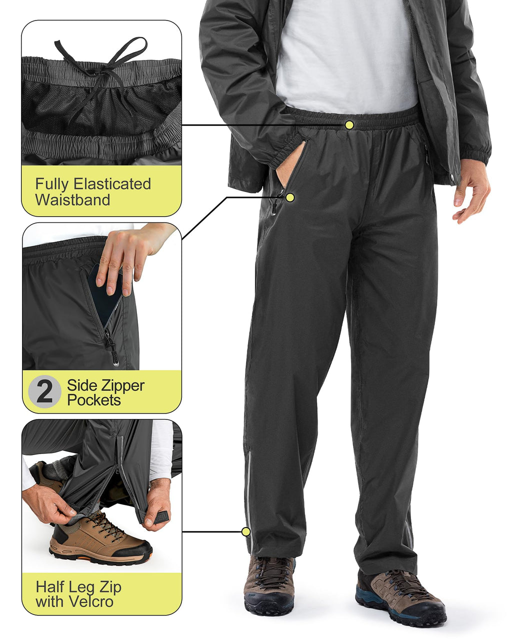 33,000ft Men's Rain Suit Packable Waterproof Lightweight Rain Gear for Golf Hiking Cycling 2 Pieces(Rain Jackets and Pants)