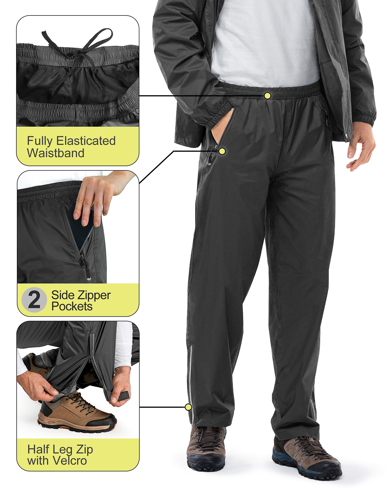33,000ft Men's Rain Suit Packable Waterproof Lightweight Rain Gear for Golf Hiking Cycling 2 Pieces(Rain Jackets and Pants)