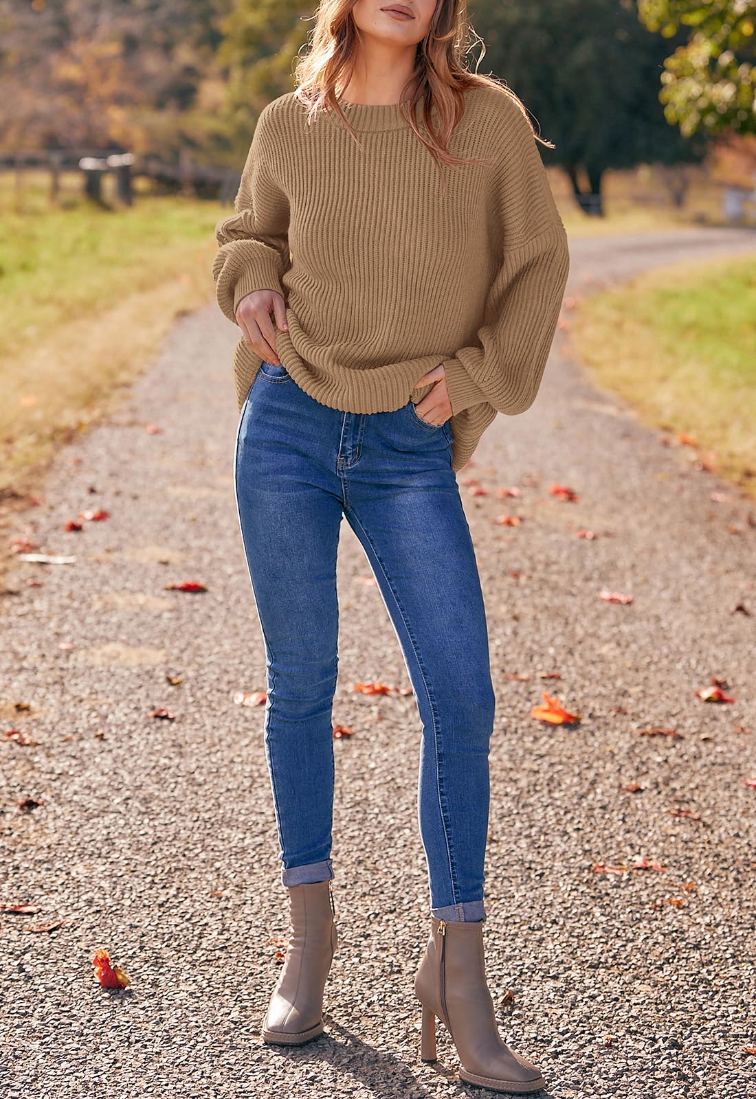 PRETTYGARDEN Womens Sweaters Spring 2026 Oversized Chunky Knitted Pullover Sweater Casual Long Sleeve Crewneck Cute Sweaters