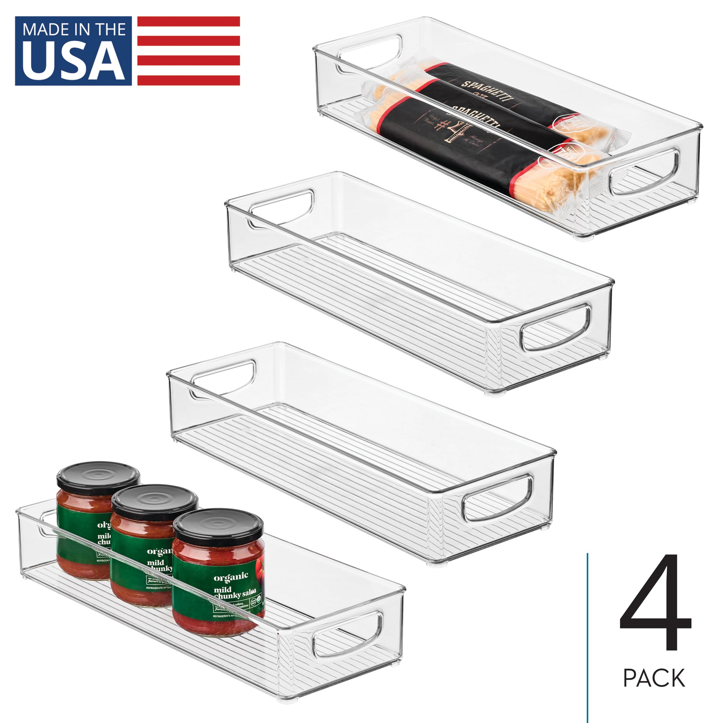 iDesign Slim Extra Long Clear Storage Bin | Narrow, Stackable, Kitchen or Pantry Organizer