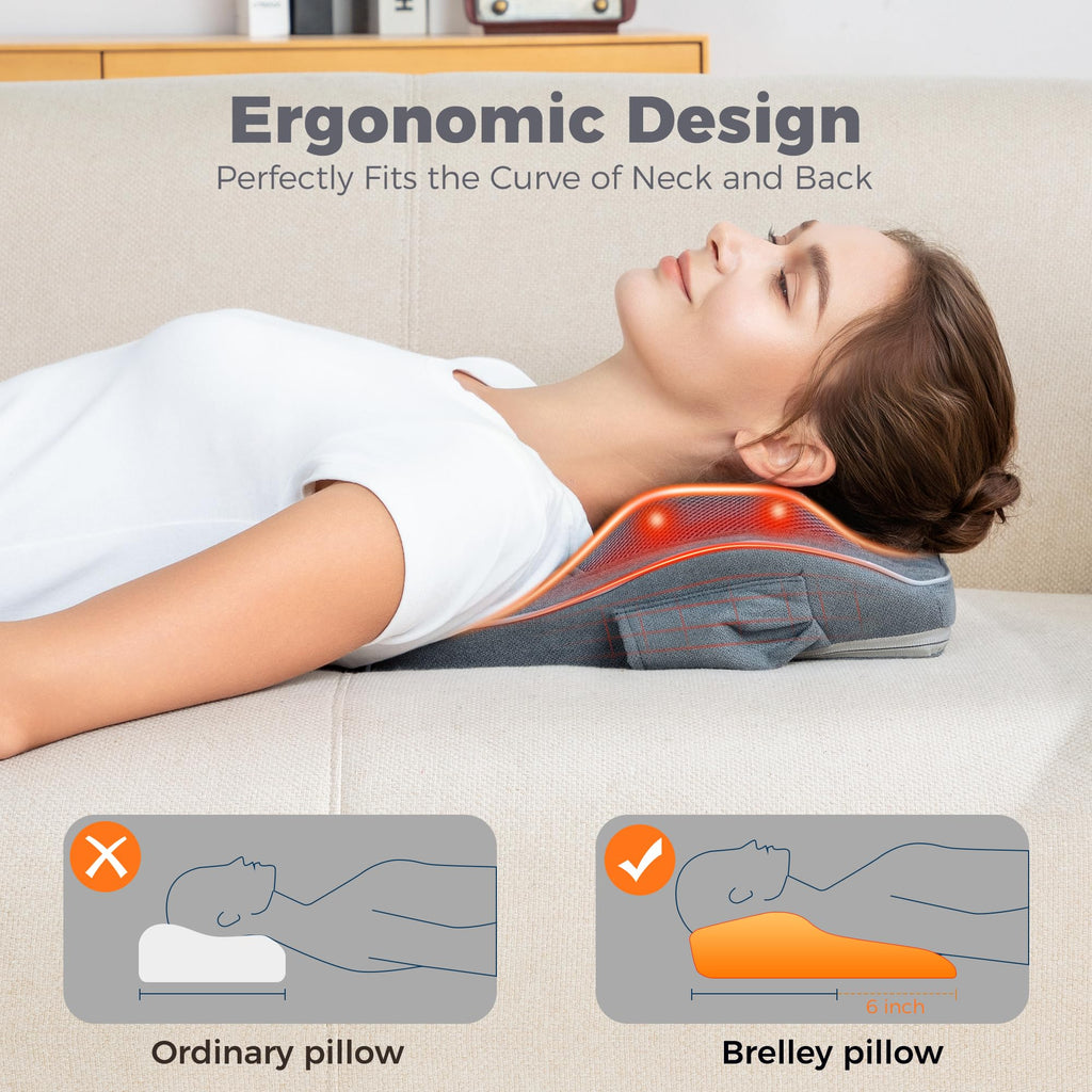 Brelley Neck and Back Massager for Pain Relief Deep Tissue with Heat, Shiatsu Shoulder Massager with Bi-Directional Rotating Head for Neck, Back, Shoulders, and Legs
