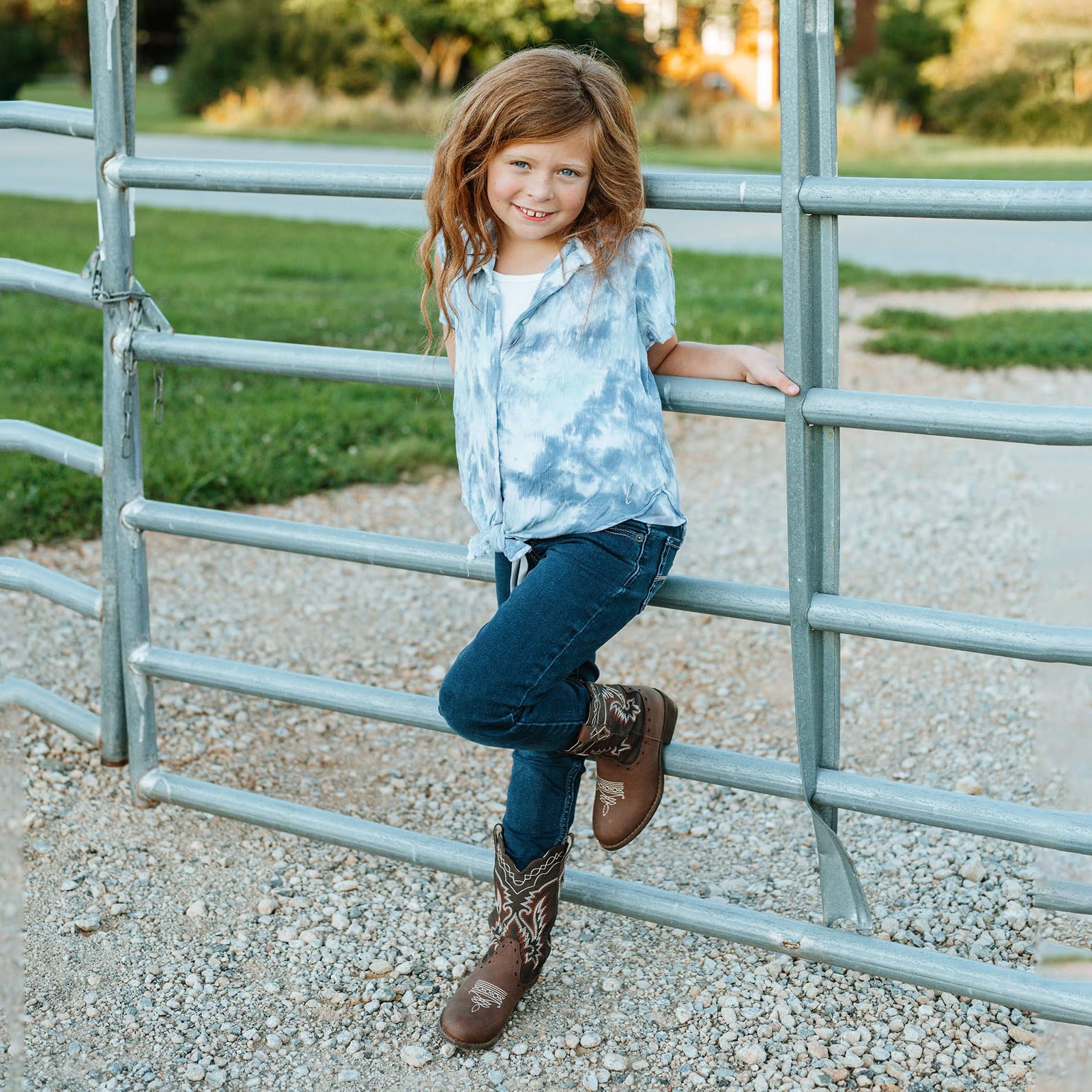 Rollda Kids Cowboy Boots Western Round Toe Cowgirl Boots for Boys Girls Toddler/Little Kid/Big Kid