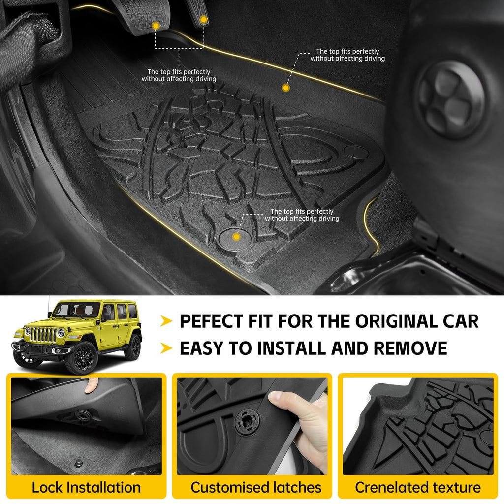 Cargo Mats for 2018-2025 Jeep Wrangler JL Unlimited 4X4 Trunk Mat with Backrest Liner, All Weather TPE Protector Rear Back Seat Mats for 18-25 Wrangler JL 4X4 4 Door Accessories