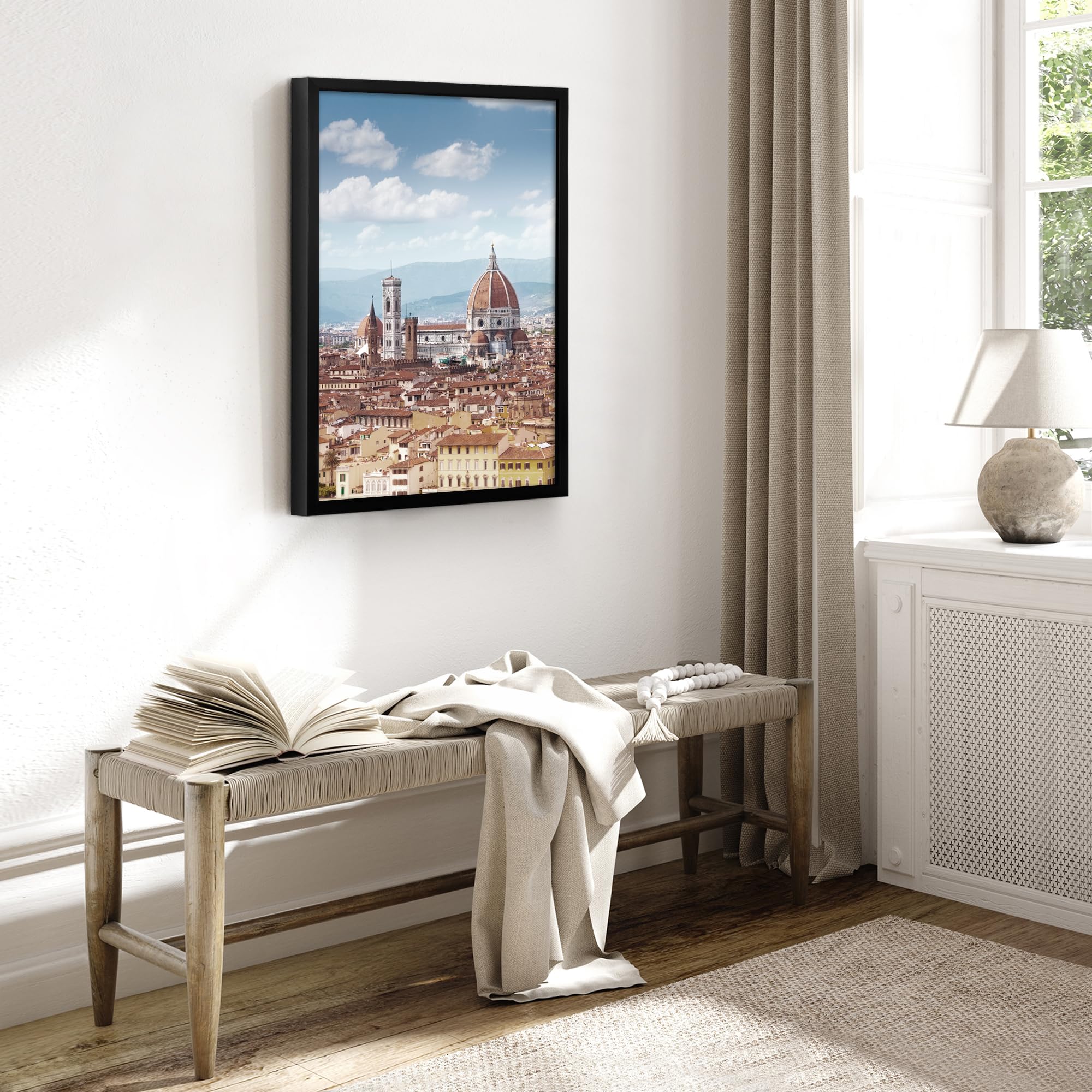 Americanflat 5x7 Picture Frame with Shatter-Resistant Glass - Soho Collection - Gallery Style Deep Molding Picture Frames for Tabletop and Wall Display - Black