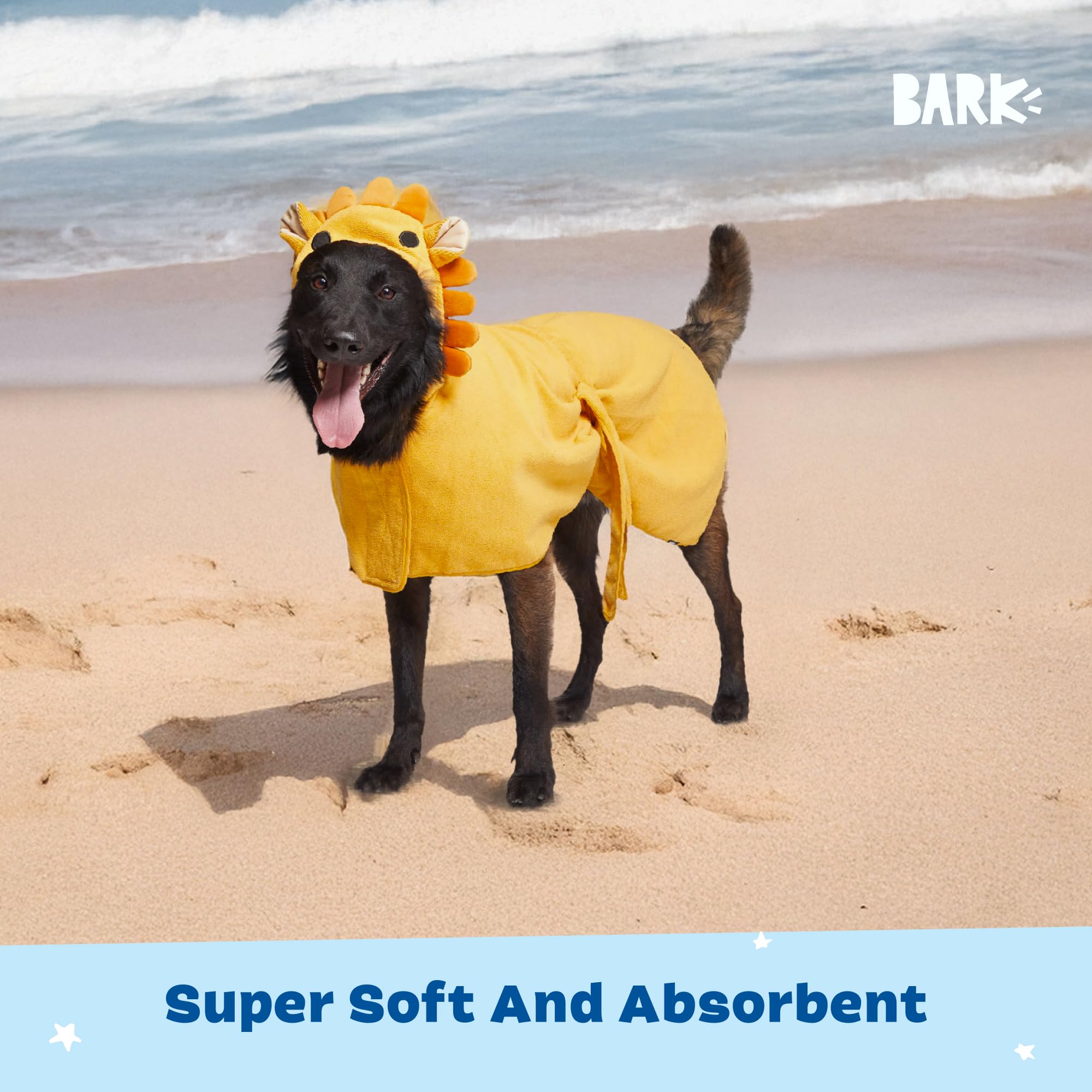 Barkbox Dog Bathrobe Fast Drying with Hook and Loop Closure & Wrap Tie Snuggle, Cute Dogs Clothes, Easy to Clean, Machine Washable, Dog Coats and Tumble Dry Low - Bunny, Medium